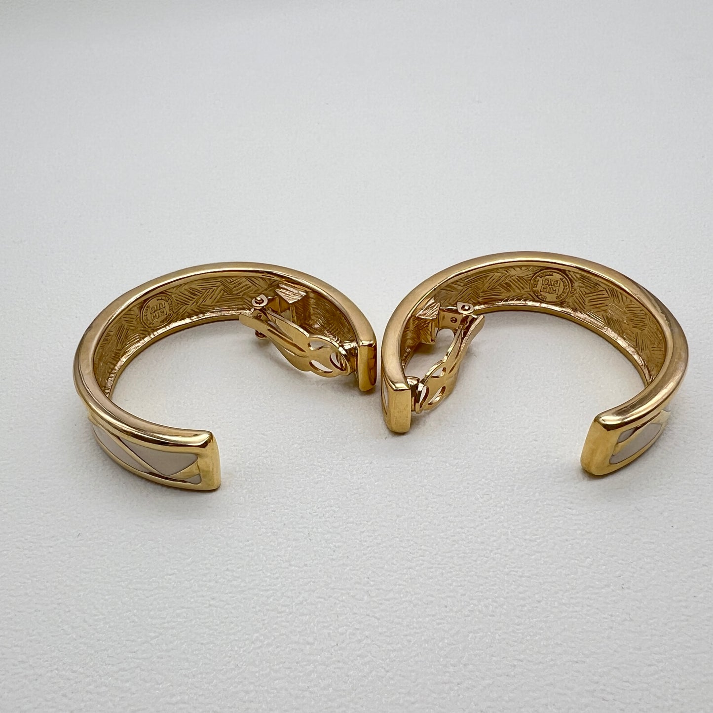 Givenchy Vintage Golden And White Hoop Earrings