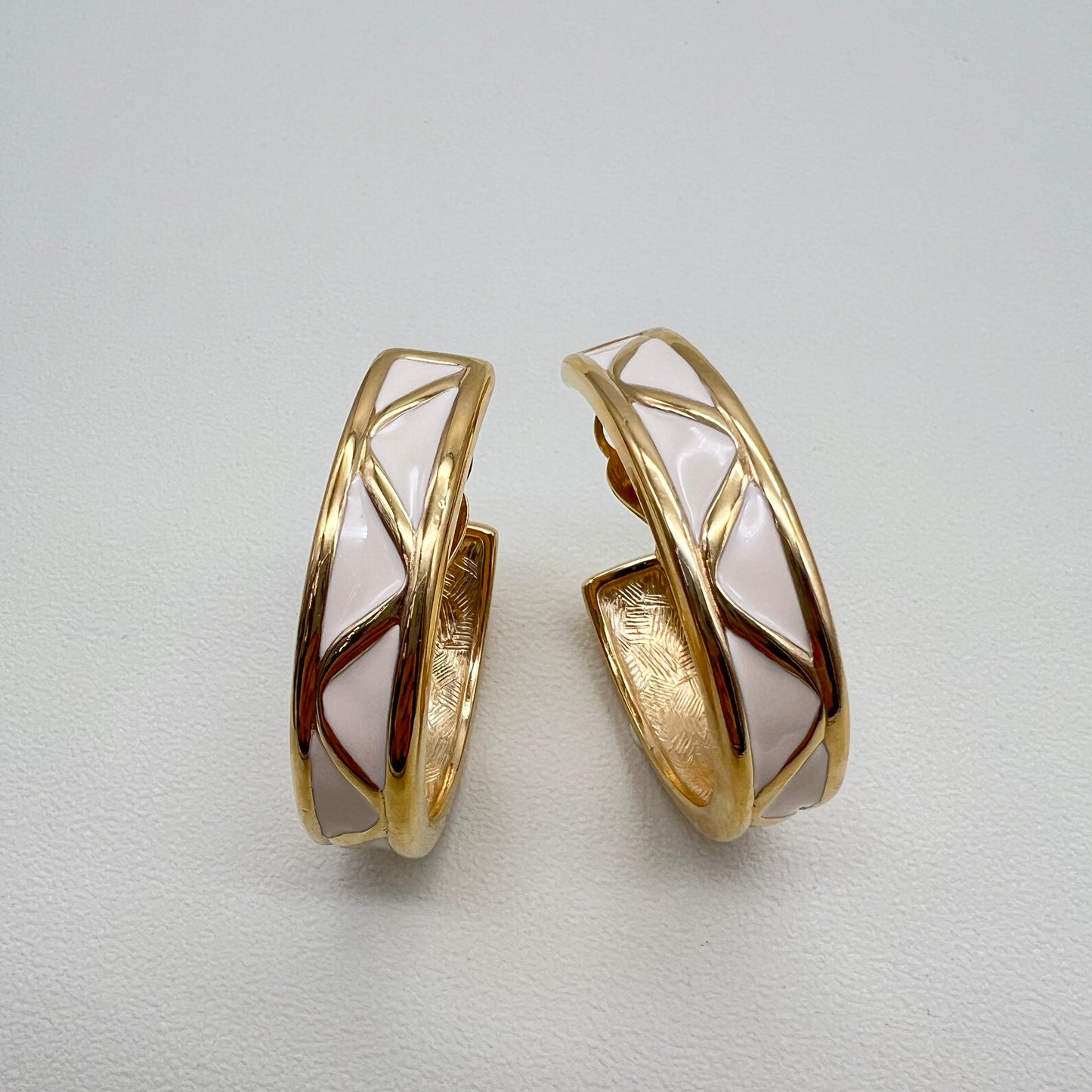 Givenchy Vintage Golden And White Hoop Earrings