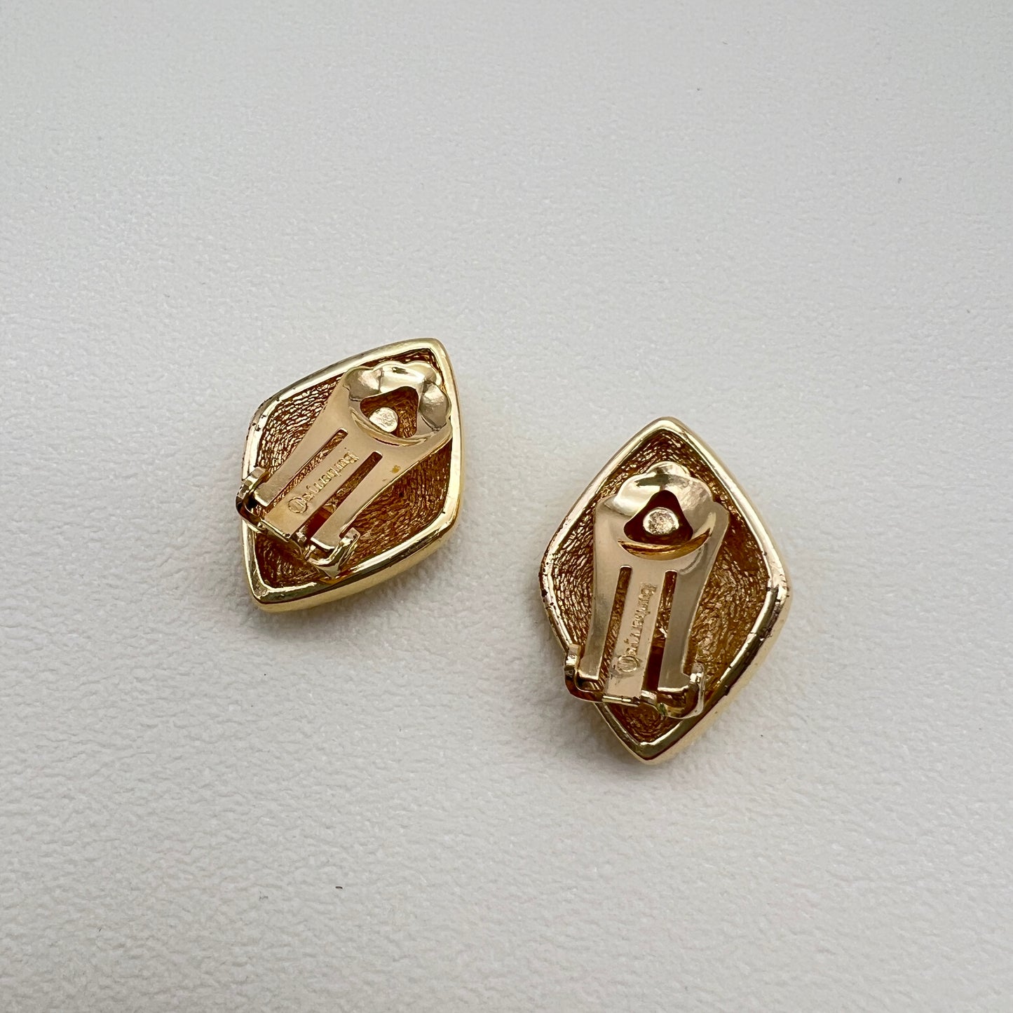 Burberry Vintage Rhombus Blue Stone Golden Clip-on Earrings