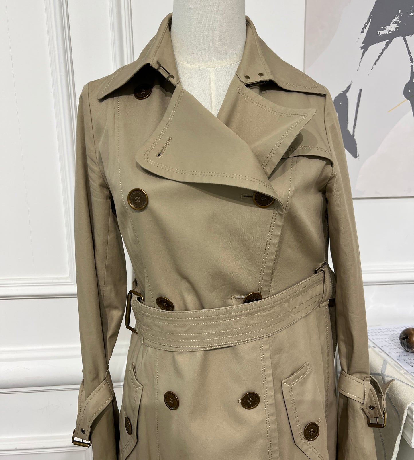 Burberry Vintage Beige Color Classic Long Trench Coat