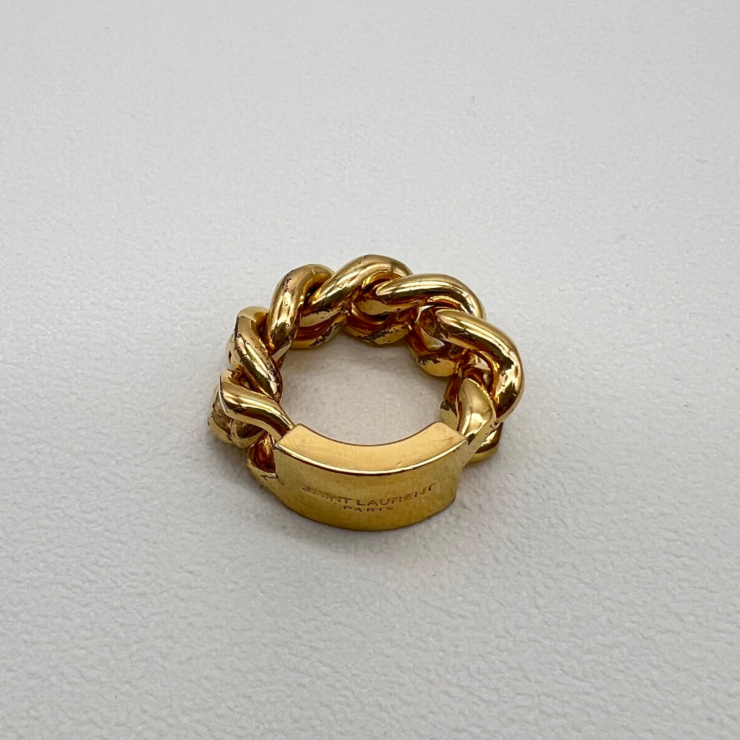 Yves Saint Laurent Vintage Stylish Golden Chain Ring #11