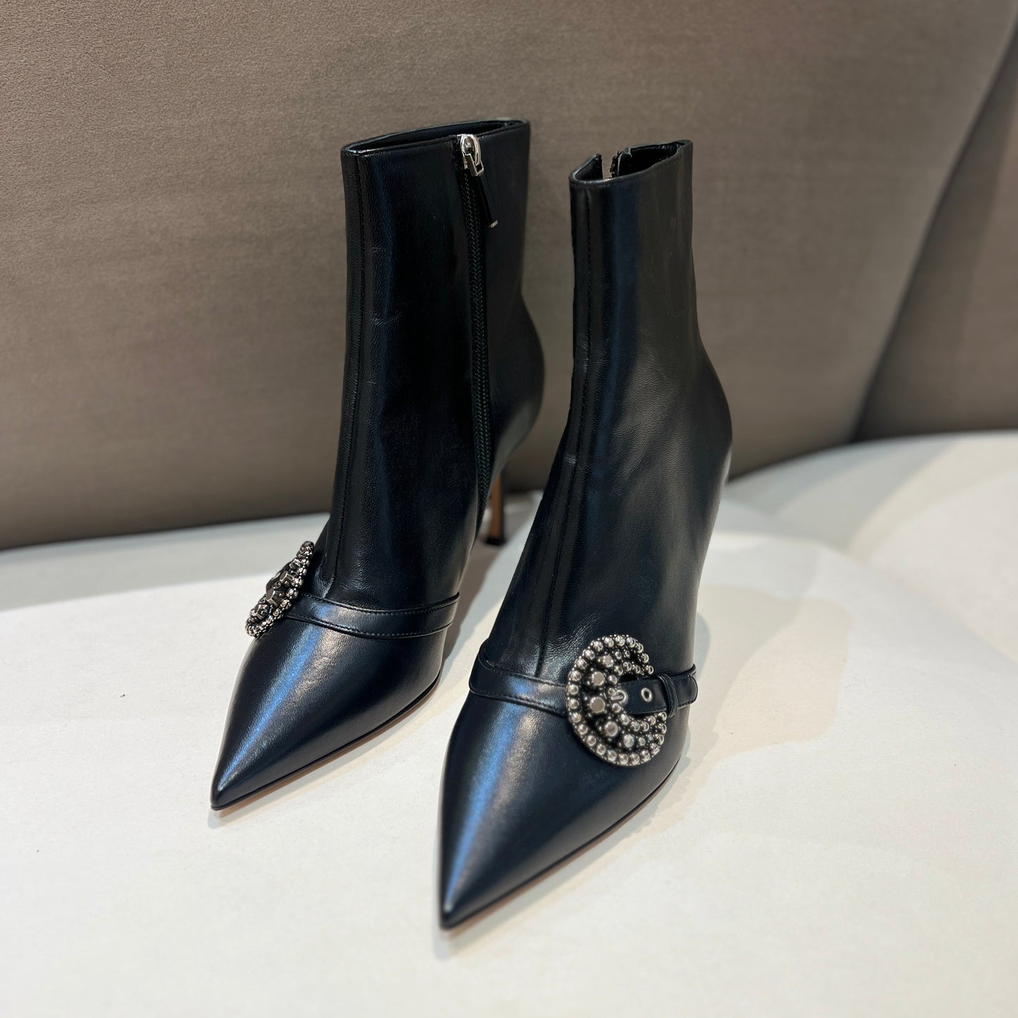 Christian Dior Vintage Black Leather 8Cm Heels Boots