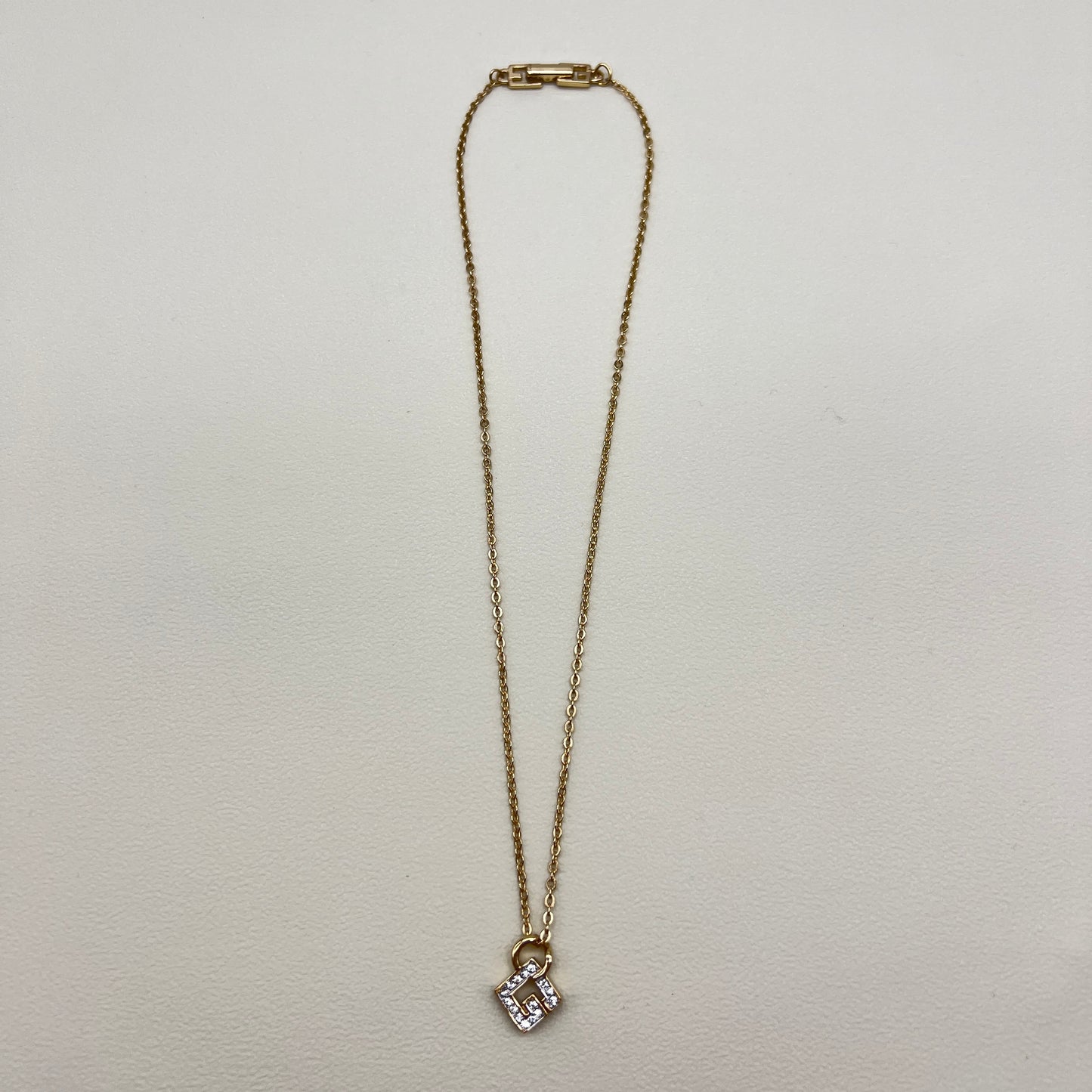 Givenchy Vintage G Logo with Rhinestone and Circle Golden Necklace