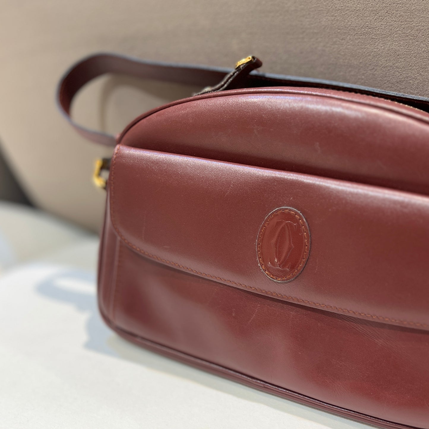 Cartier Vintage Burgundy Red Must-Have Shoulder Bag