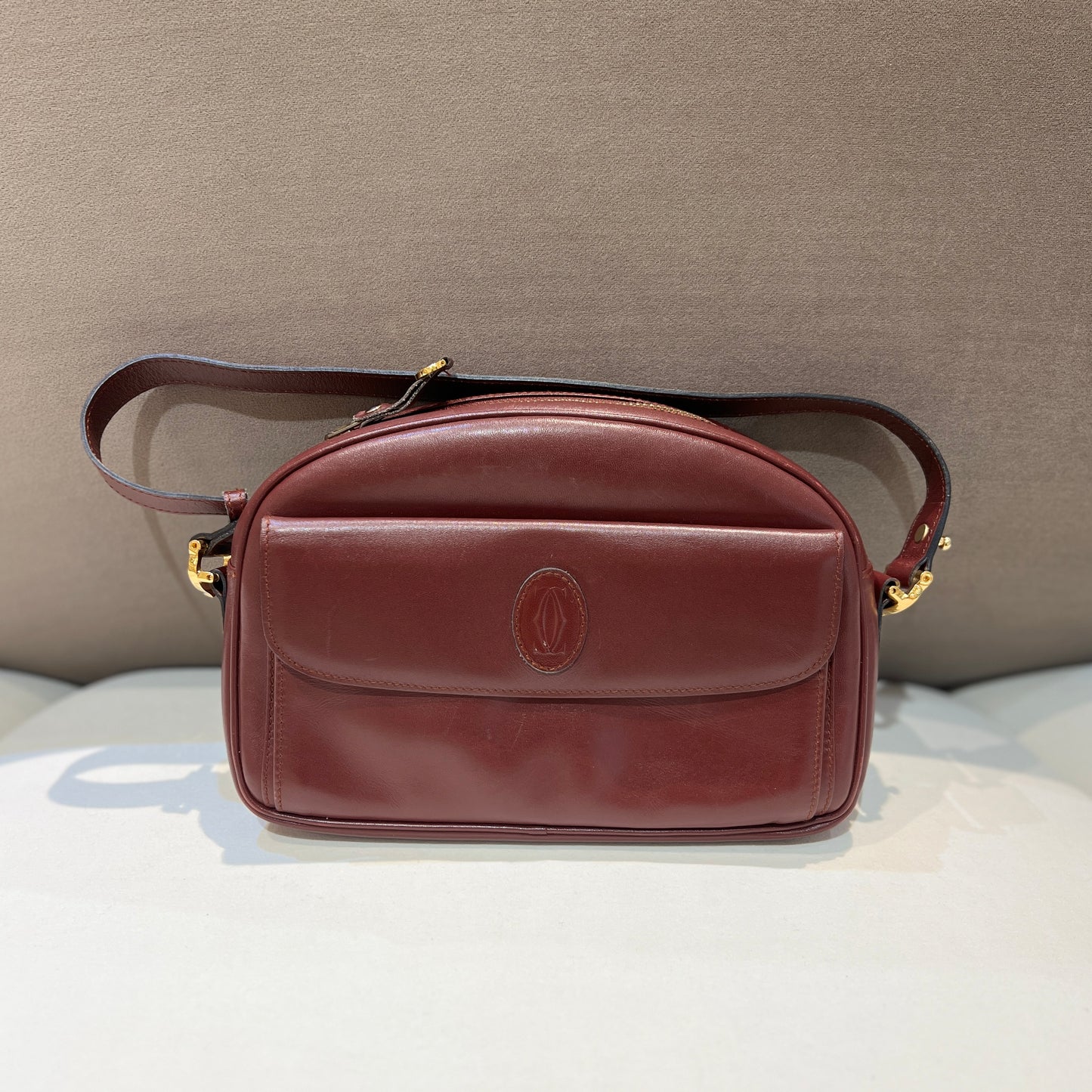 Cartier Vintage Burgundy Red Must-Have Shoulder Bag