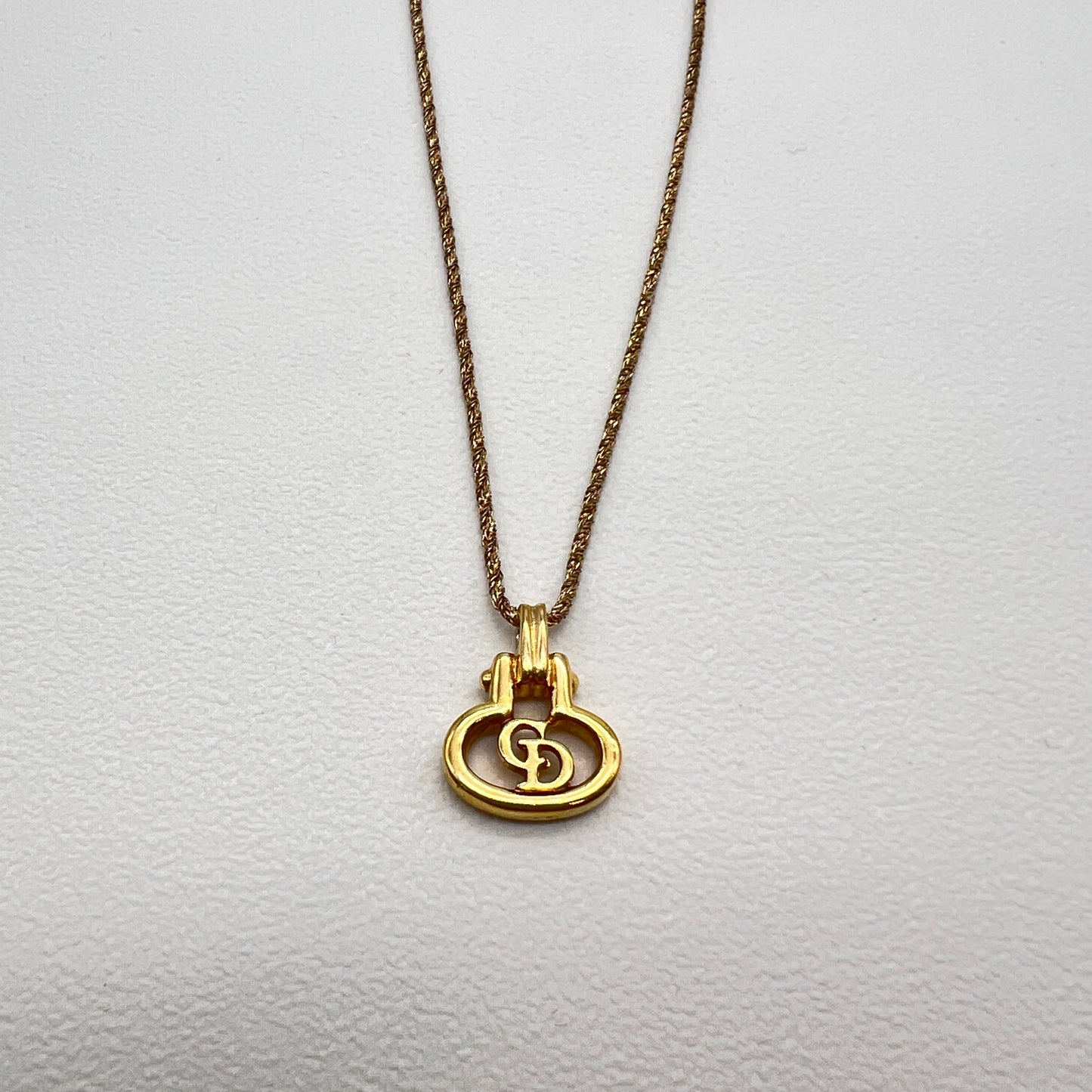Christian Dior Vintage CD Logo Golden Necklace