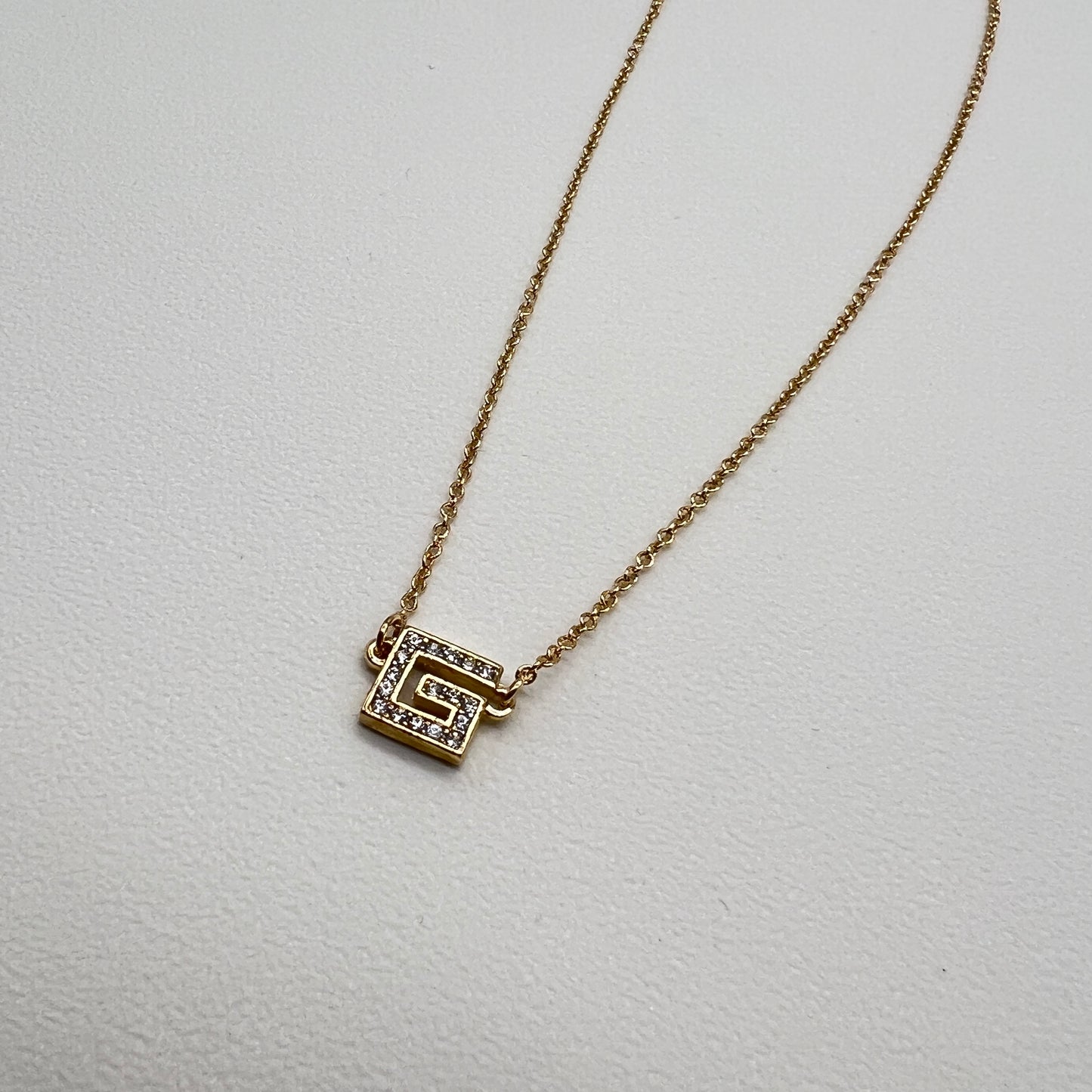Givenchy Vintage G Logo With Rhinestone Golden Necklace