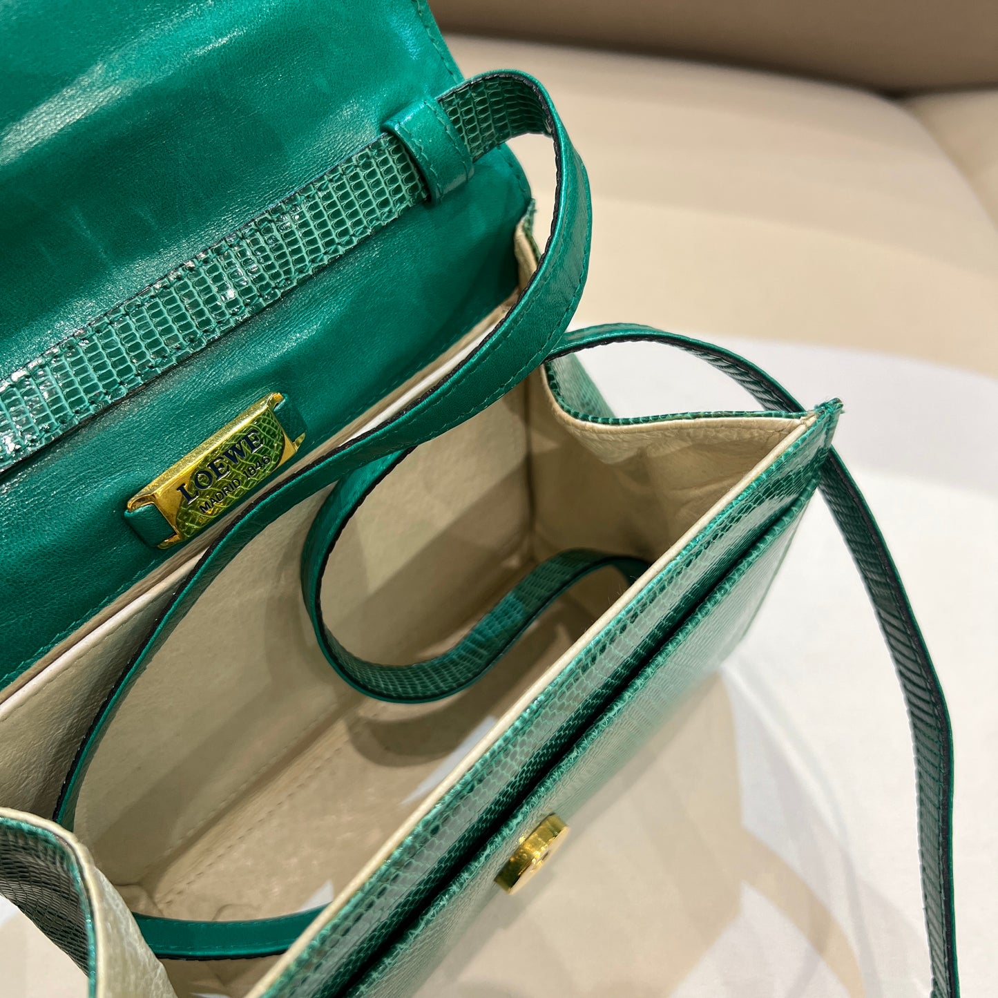Loewe Vintage Anagram Lizard Shoulder Bag