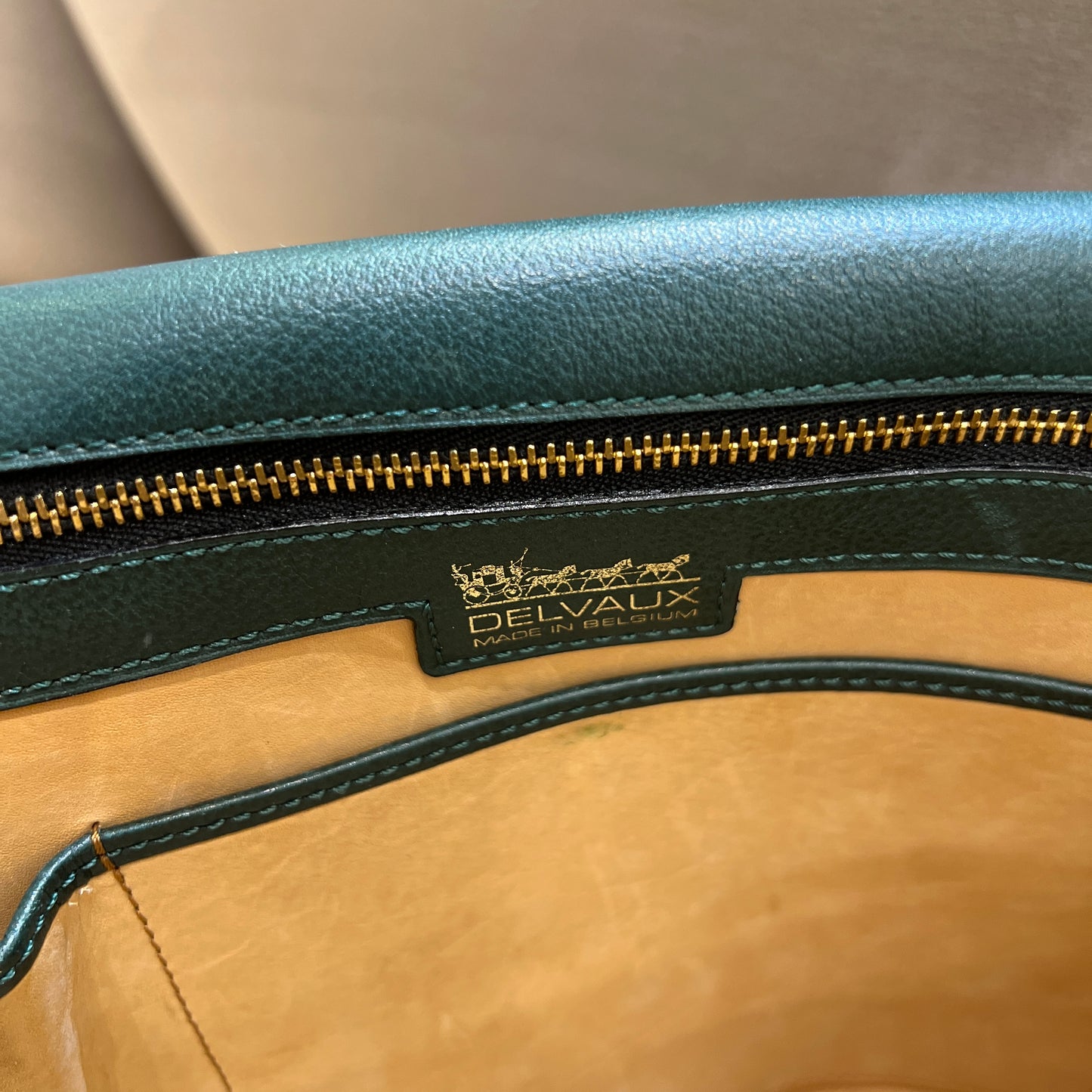 Delvaux Vintage Green Leather Shoulder Bag