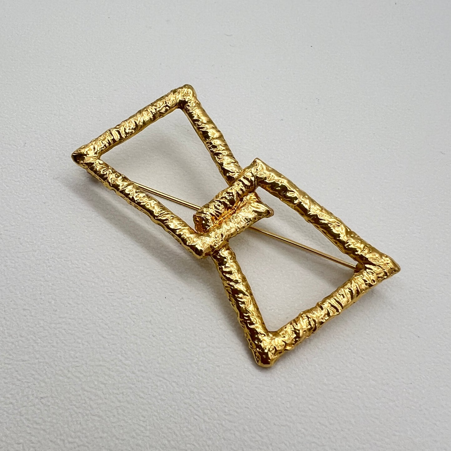 Yves Saint Laurent Vintage Double Trapezoid Golden Brooch