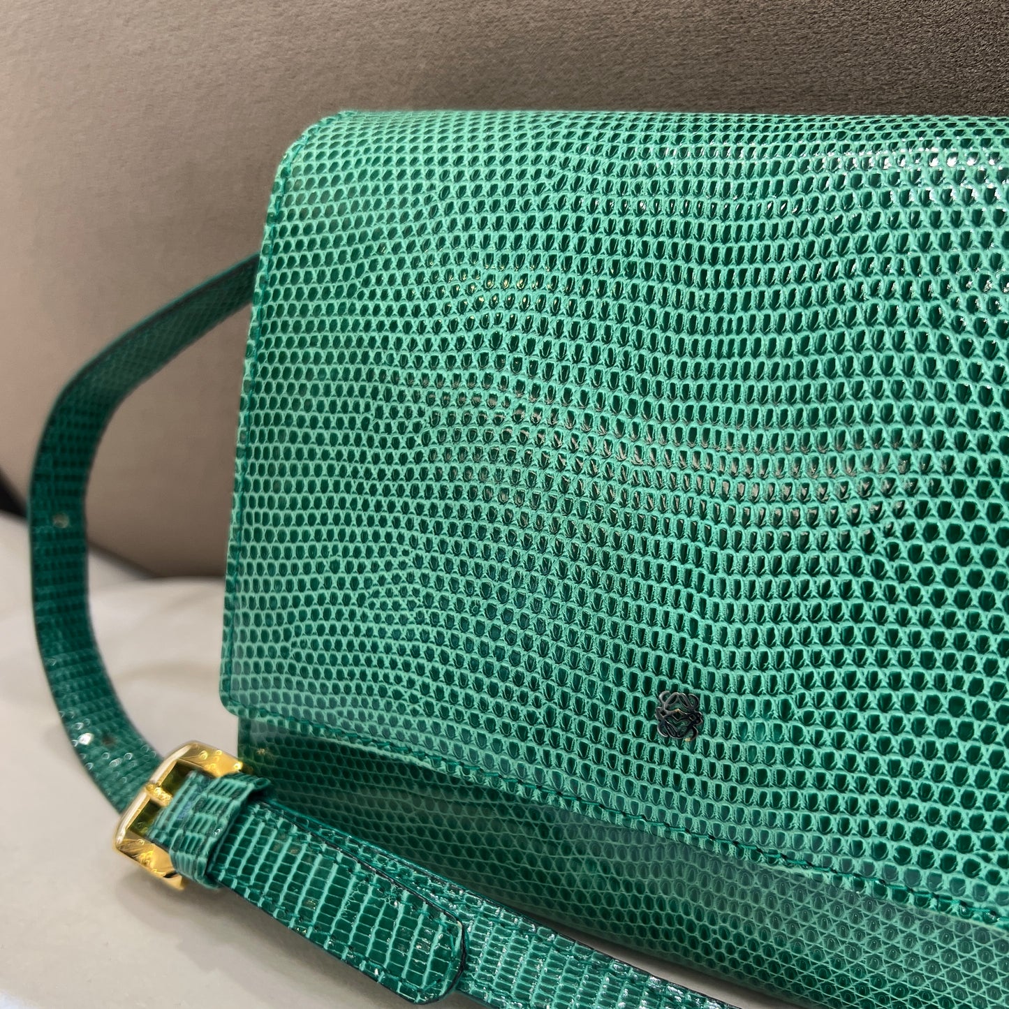 Loewe Vintage Anagram Lizard Shoulder Bag