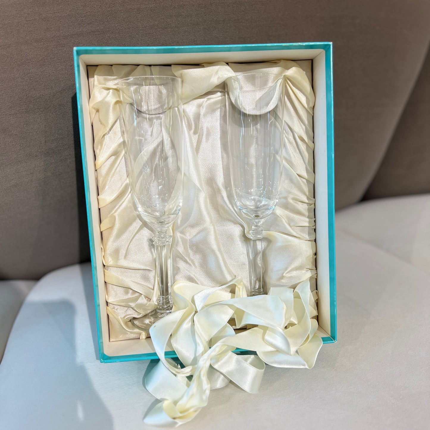 Tiffany Vintage Flute Type Champagne Glass Set of 2