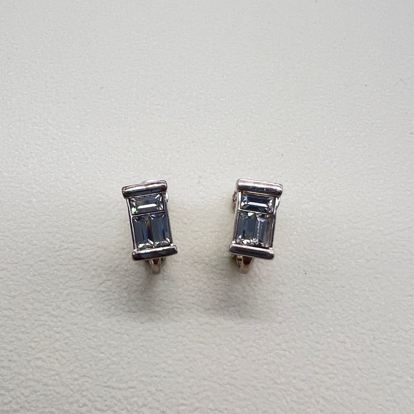 Givenchy Vintage White Stone Silver Clip-on Earrings
