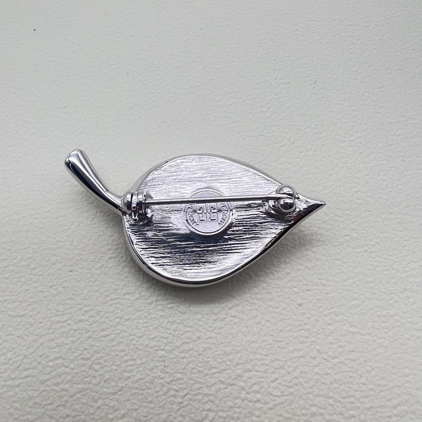 Givenchy Vintage 4G Logo Leaf Motif Silver Brooch