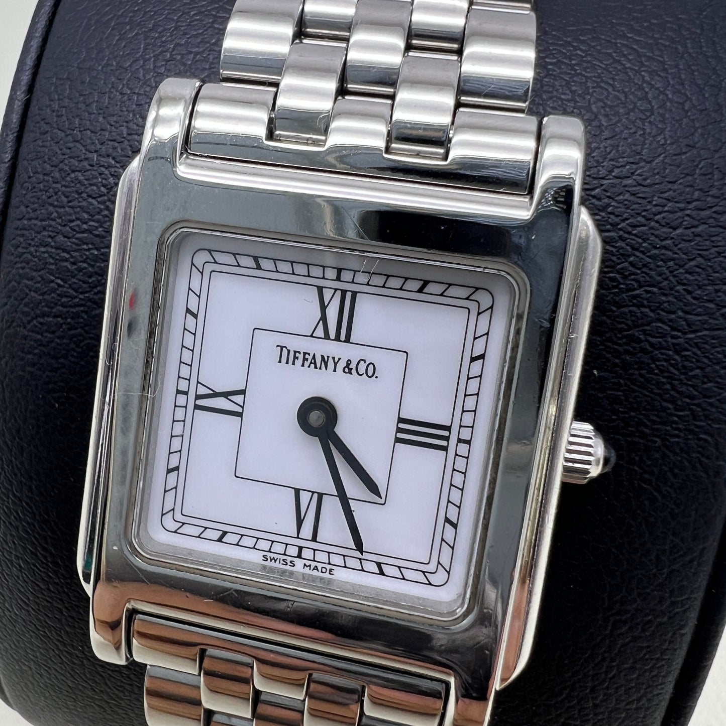 Tiffany Vintage Square White Face Stainless Steel Ladies Watch