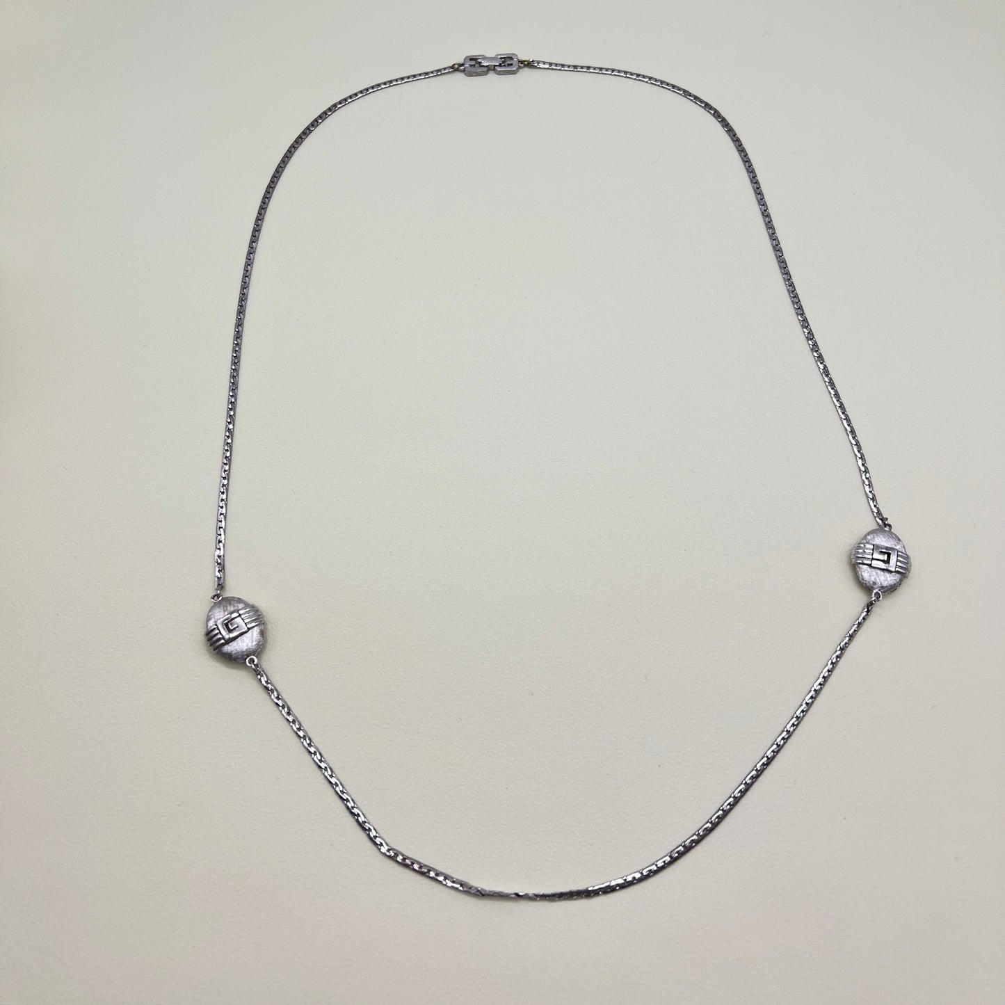 Givenchy Vintage G Logo Silver Long Necklace