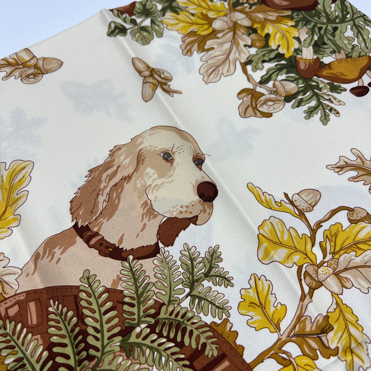 Loewe Vintage Navy And Flower Pattern Silk Scarf