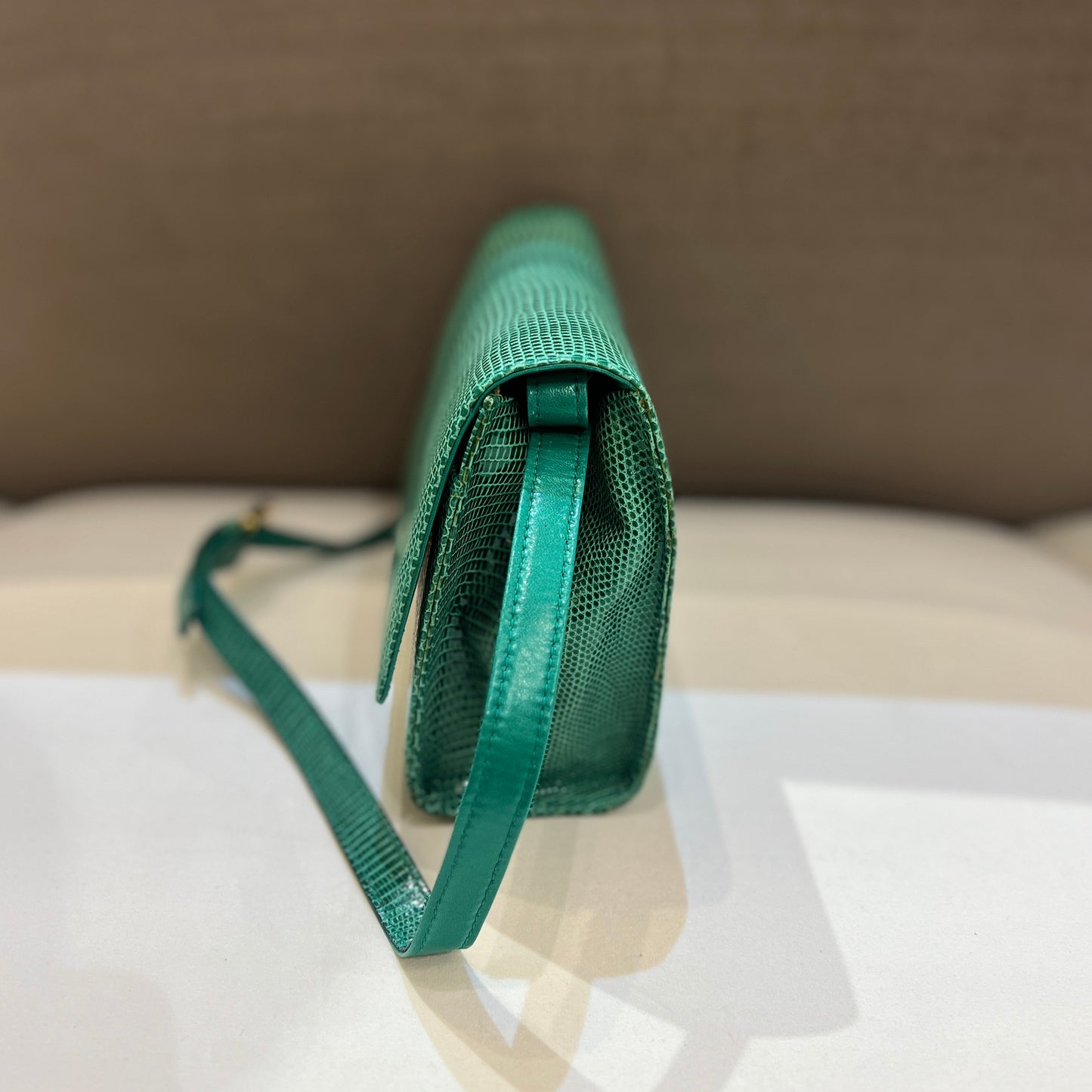 Loewe Vintage Anagram Lizard Shoulder Bag