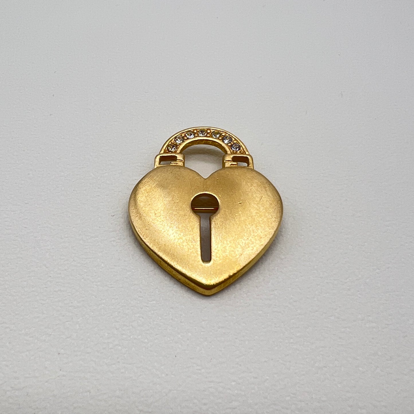 Givenchy Vintage GG Logo Heart Lockwith Rhinestone Golden Brooch