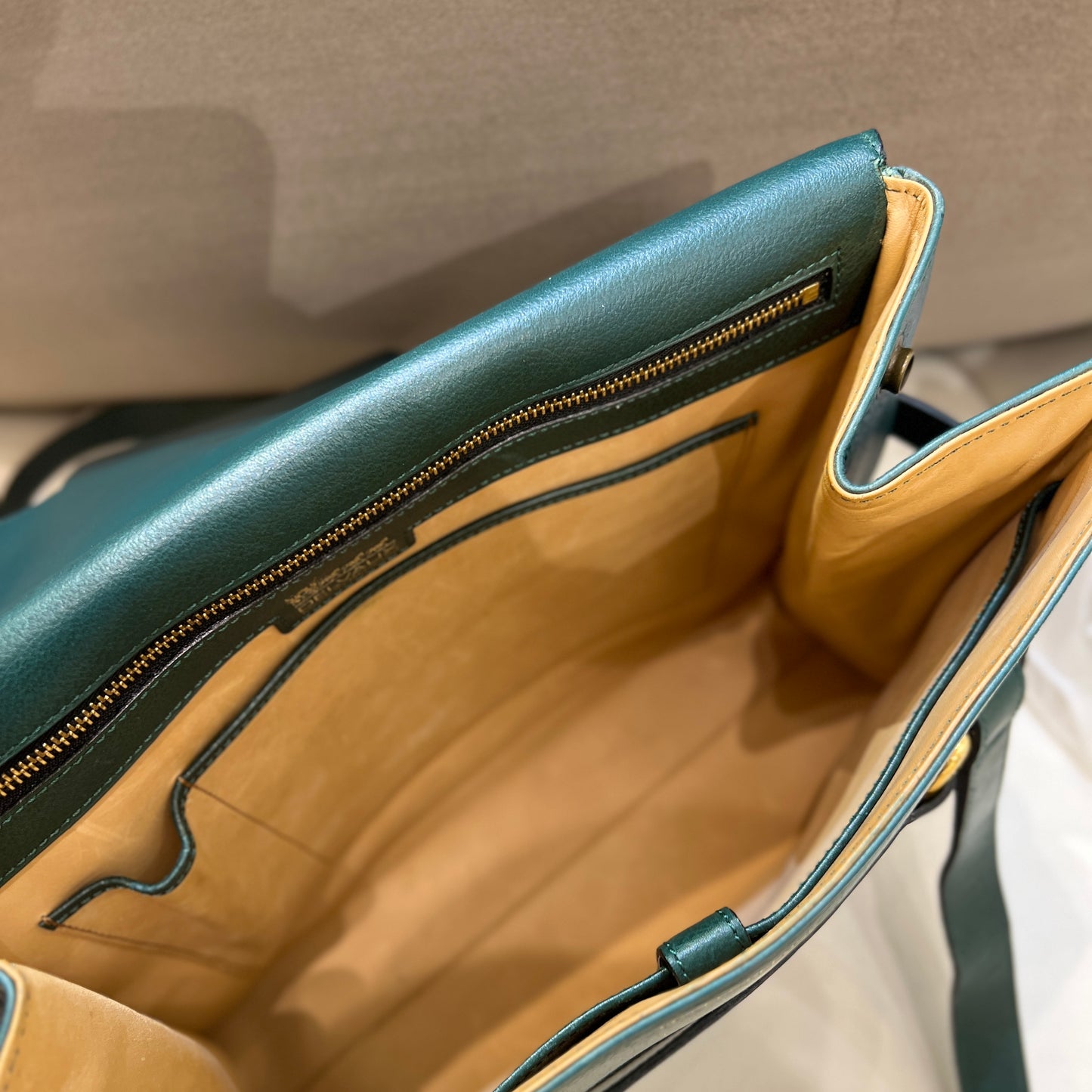 Delvaux Vintage Green Leather Shoulder Bag