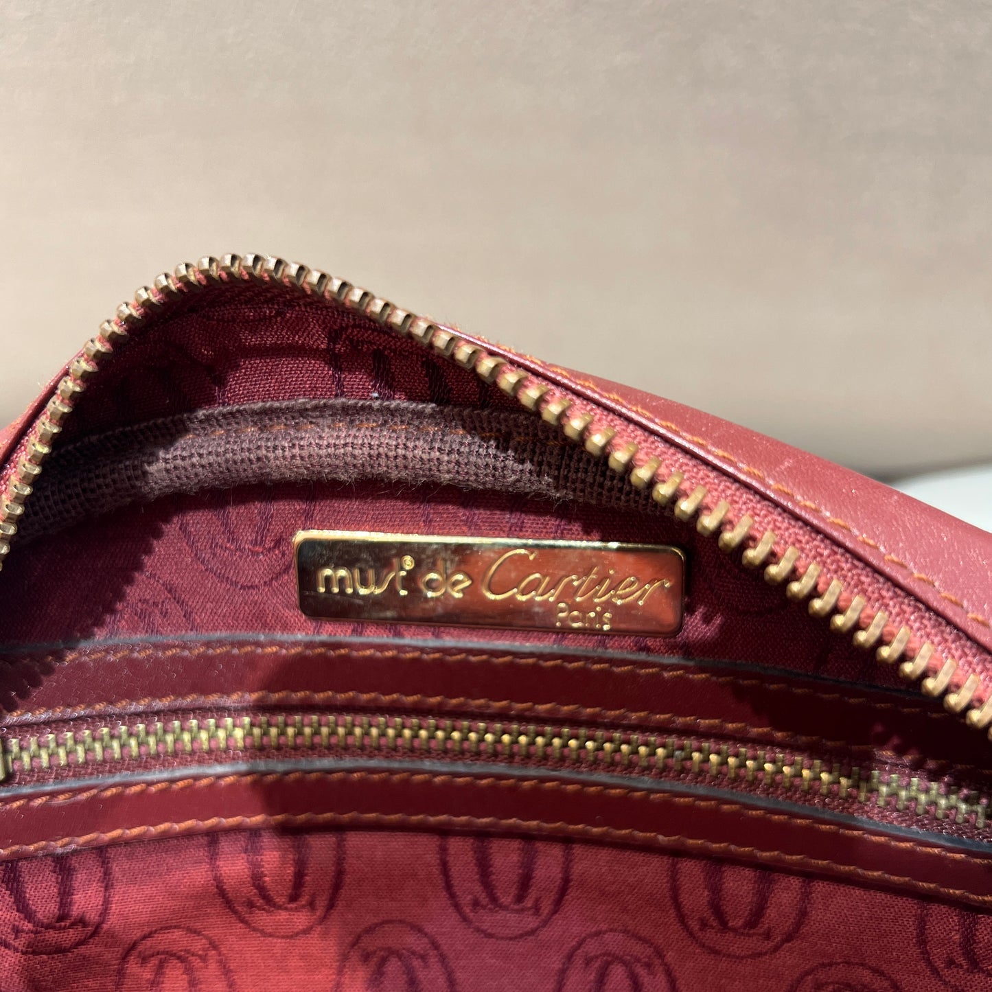 Cartier Vintage Burgundy Red Must-Have Shoulder Bag