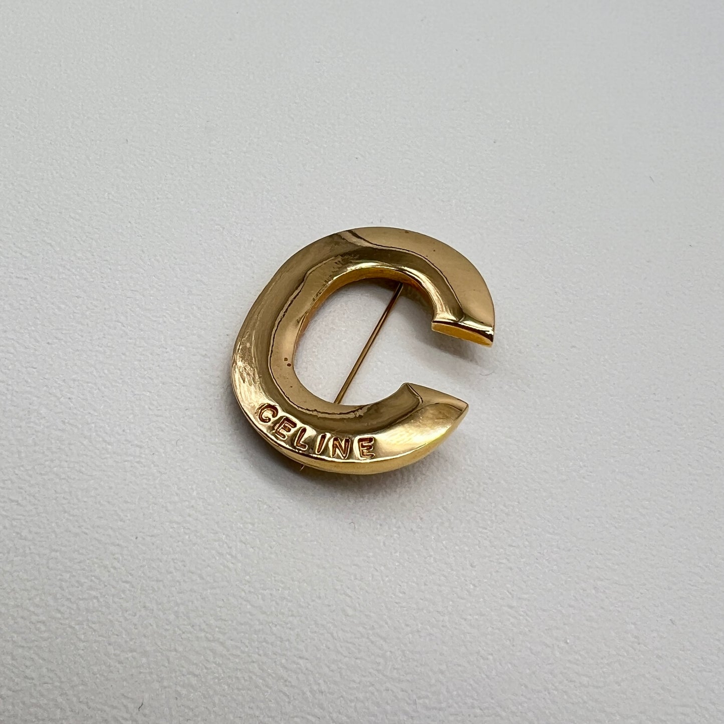 Celine Vintage C Logo Golden Brooch