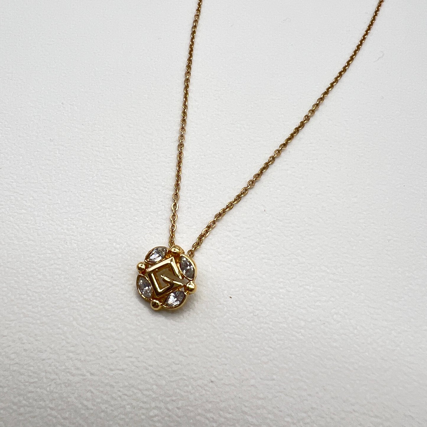 Givenchy Vintage G Logo With Rhinestone Golden Necklace