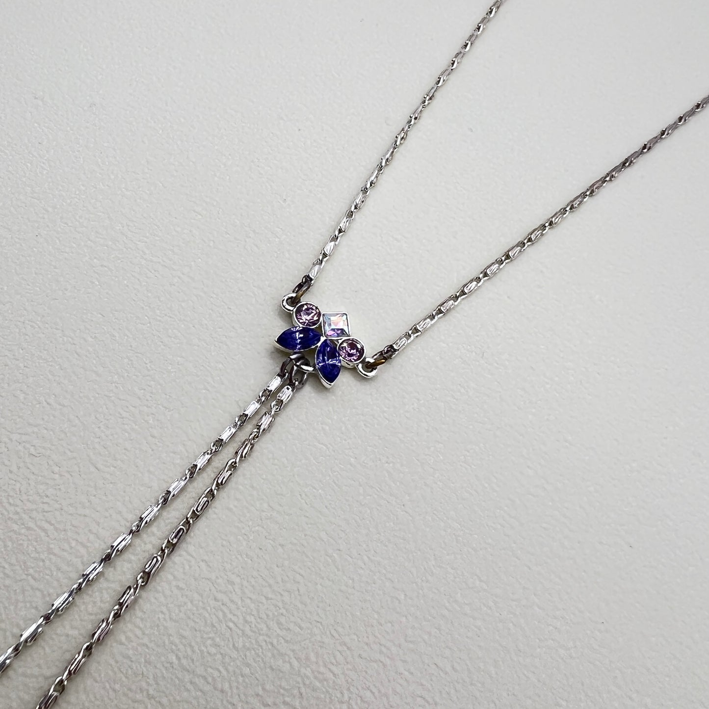 Givenchy Vintage Multi Color Stone Silver Necklace