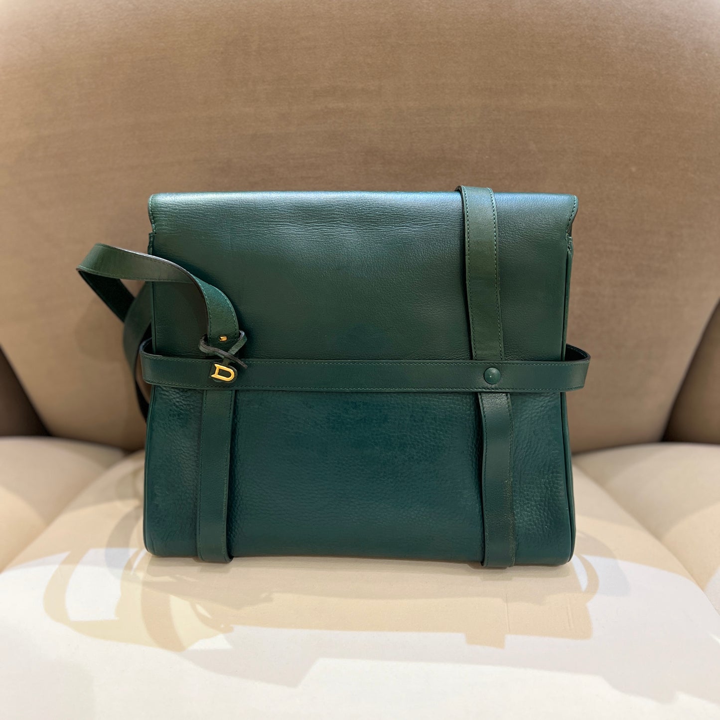 Delvaux Vintage Green Leather Shoulder Bag