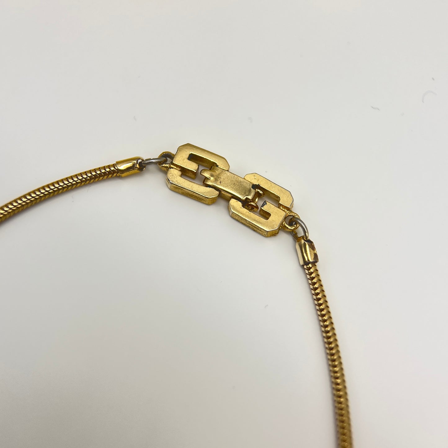 Givenchy Vintage Brown Stone On V Shape Pendant Golden Necklace