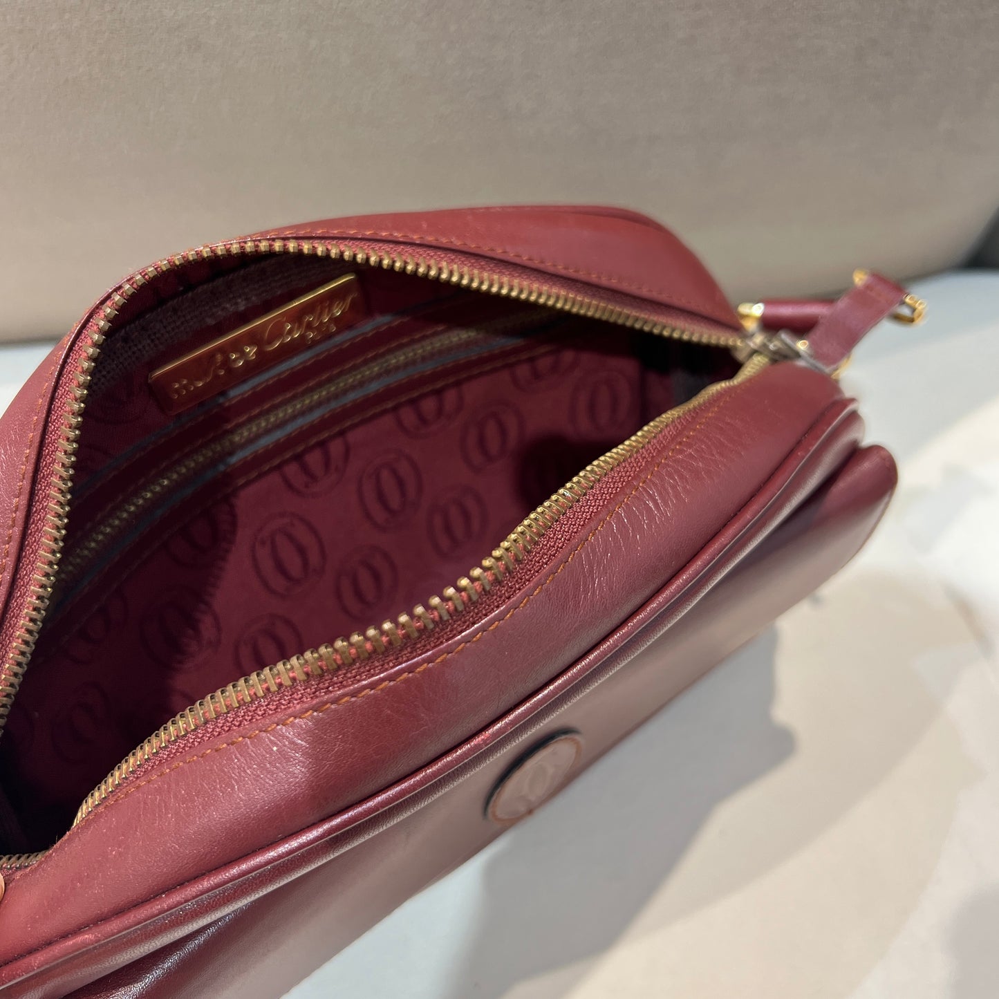 Cartier Vintage Burgundy Red Must-Have Shoulder Bag