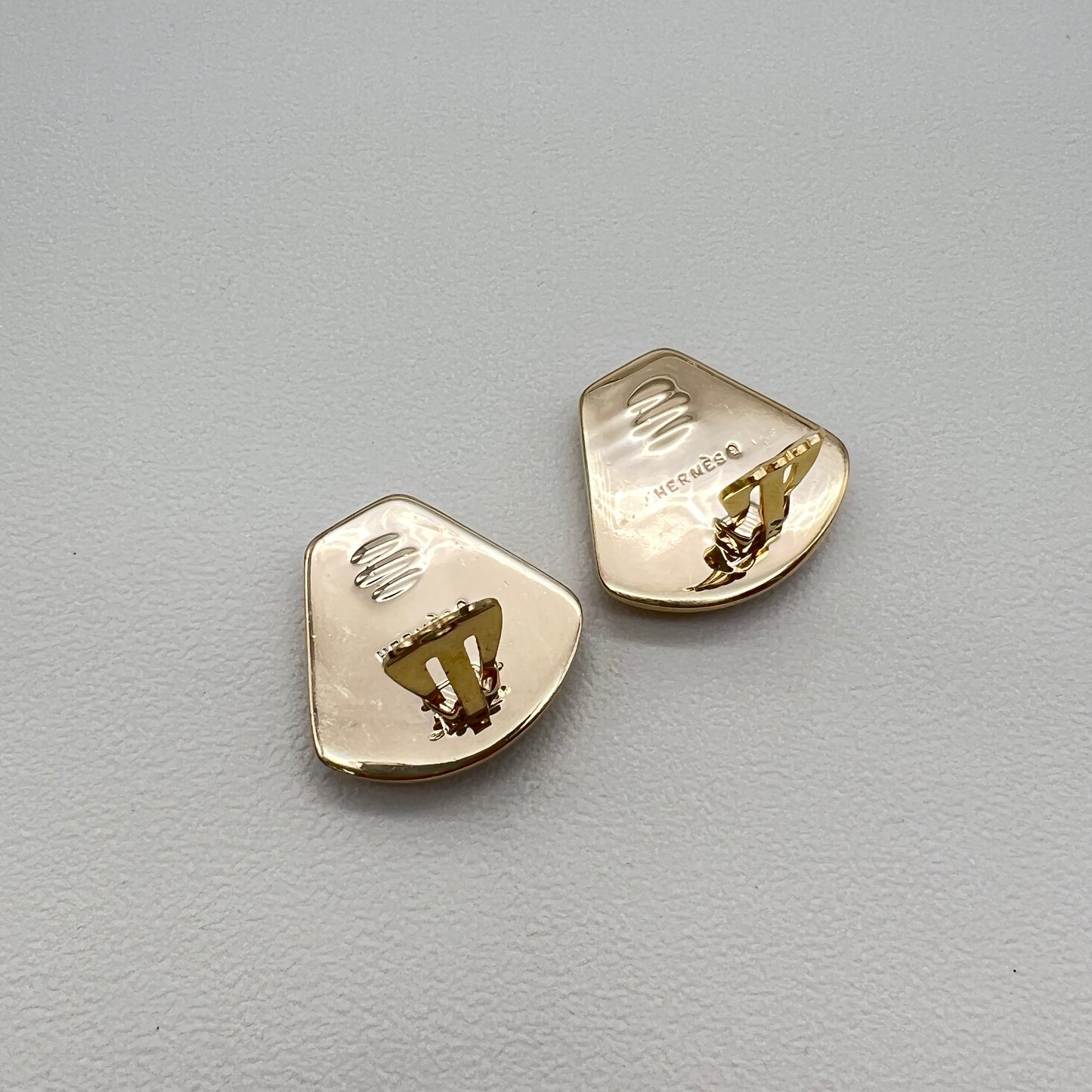Hermes Vintage Multi Color Enamelled Golden Clip-on Earrings