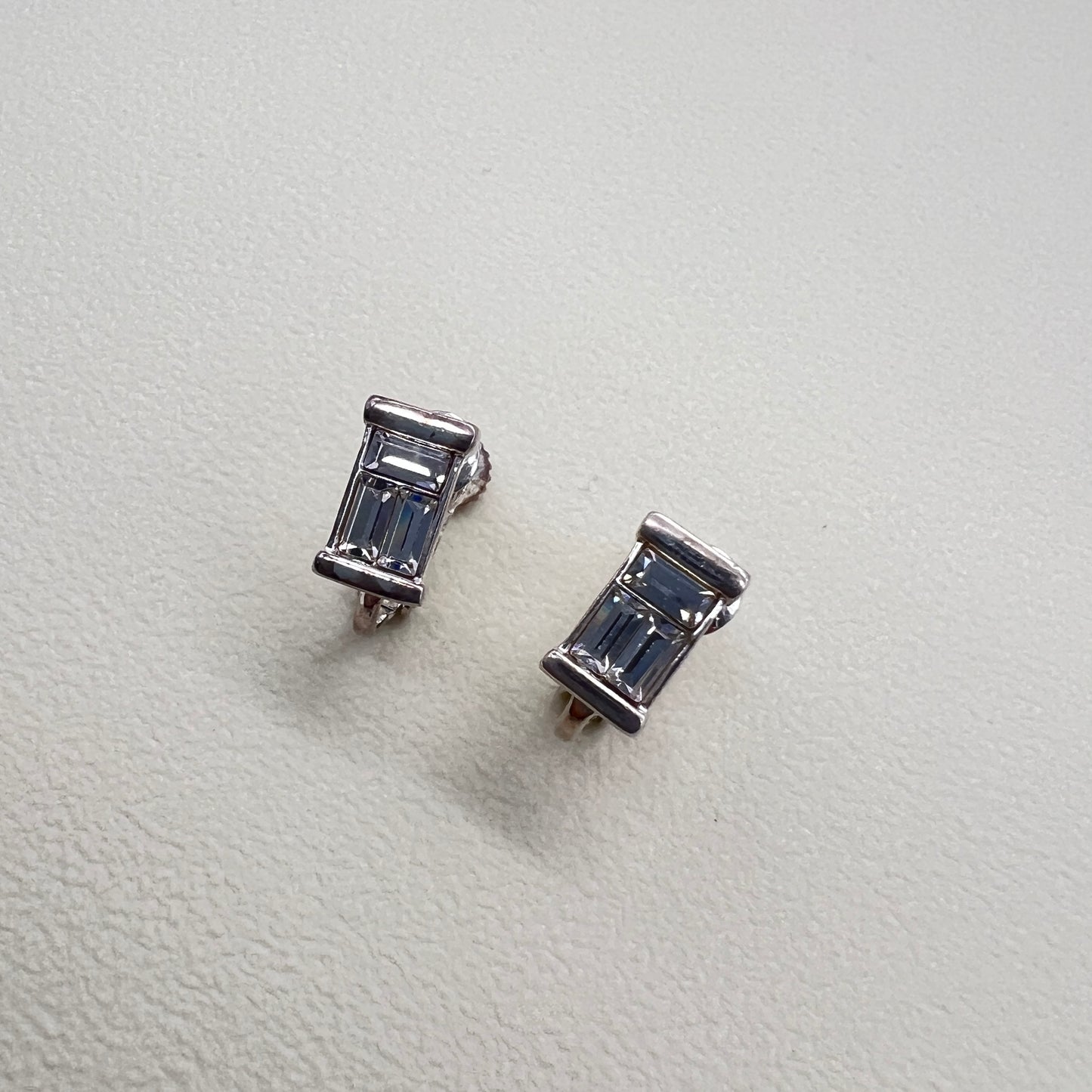 Givenchy Vintage White Stone Silver Clip-on Earrings