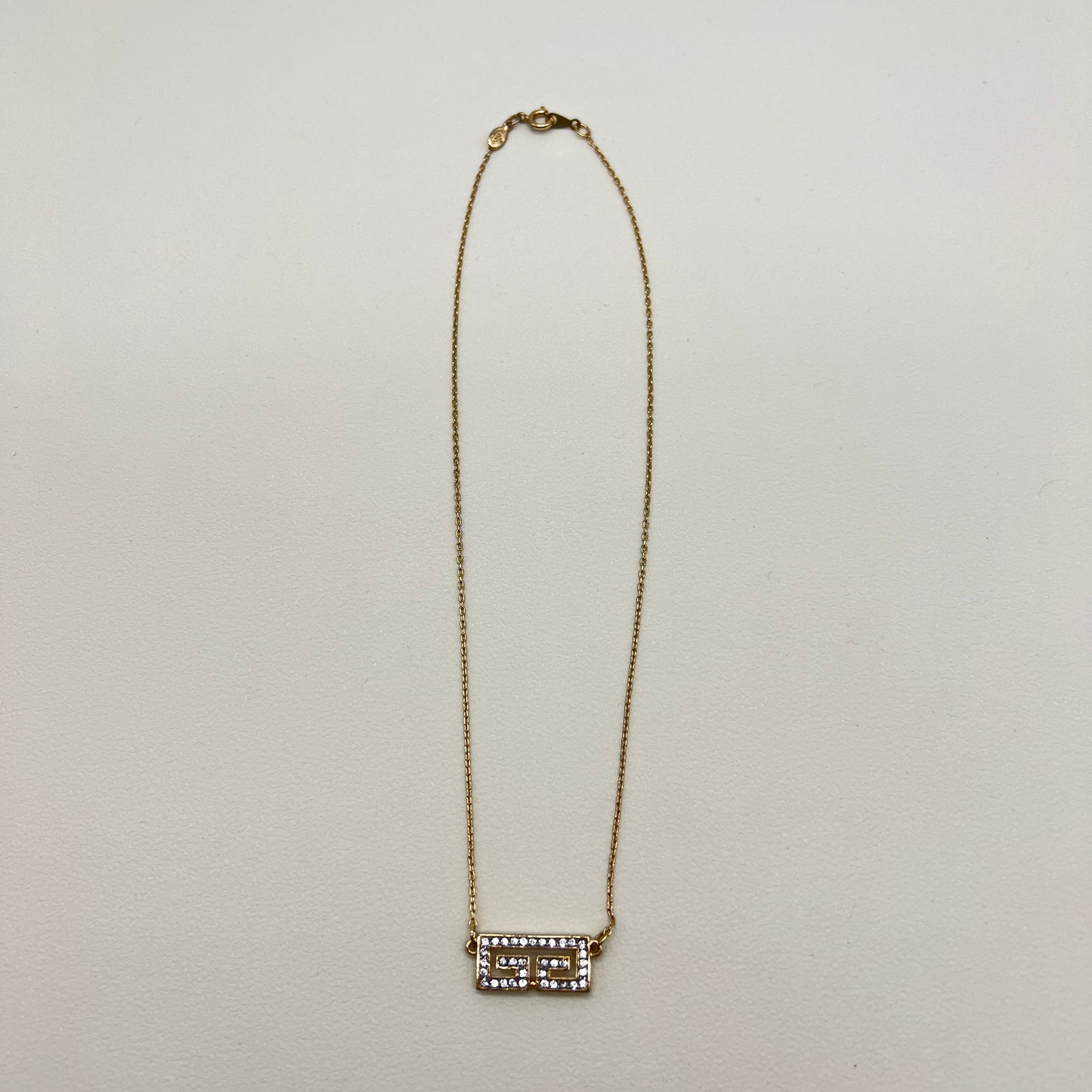 Givenchy Vintage GG Logo With Rhinestone Golden Necklace