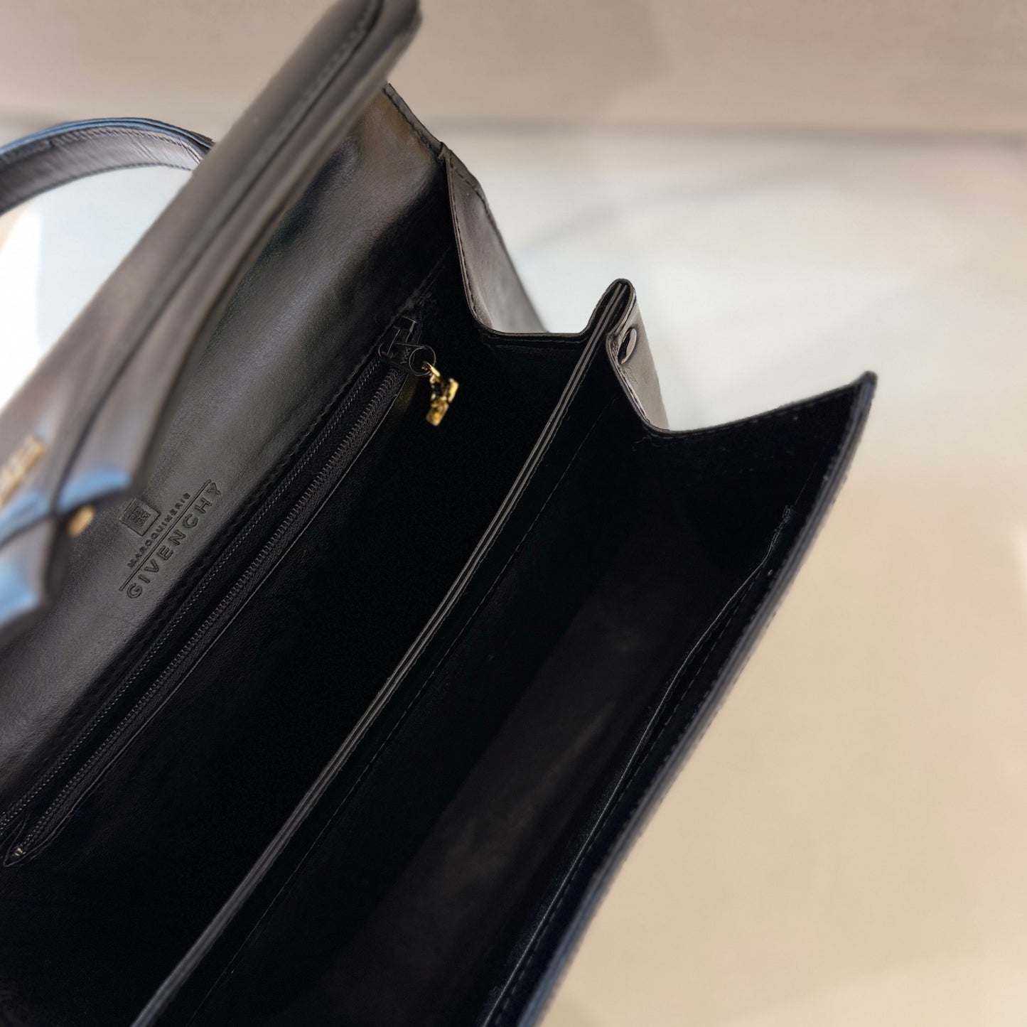 Givenchy Golden 4G Logo Classic Black Leather Vintage Handbag