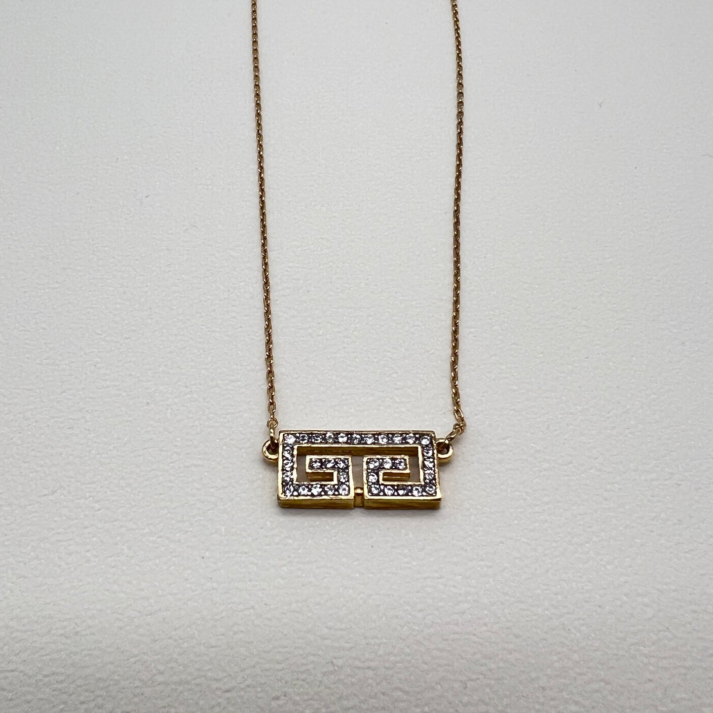 Givenchy Vintage GG Logo With Rhinestone Golden Necklace
