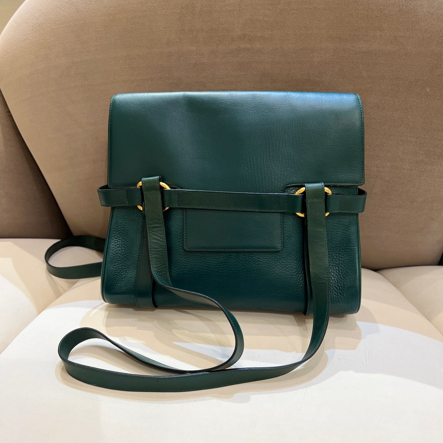 Delvaux Vintage Green Leather Shoulder Bag