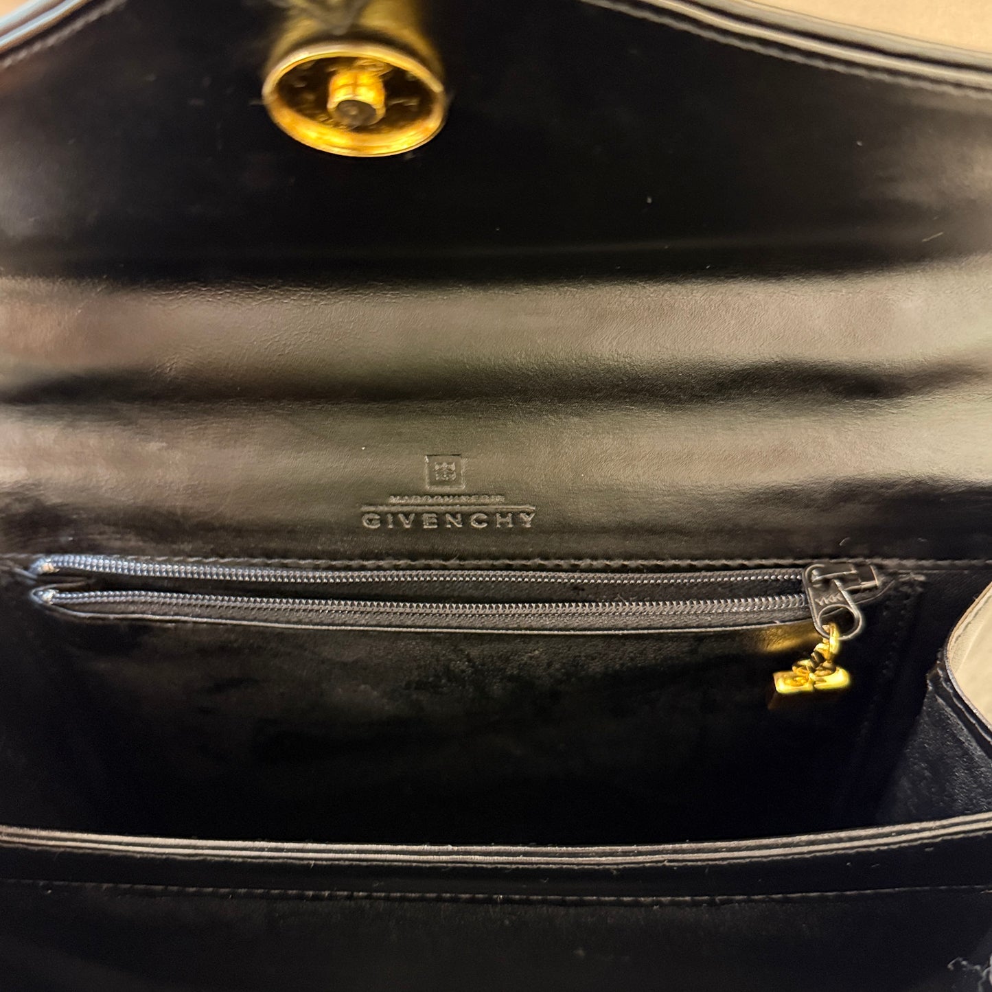 Givenchy Golden 4G Logo Classic Black Leather Vintage Handbag