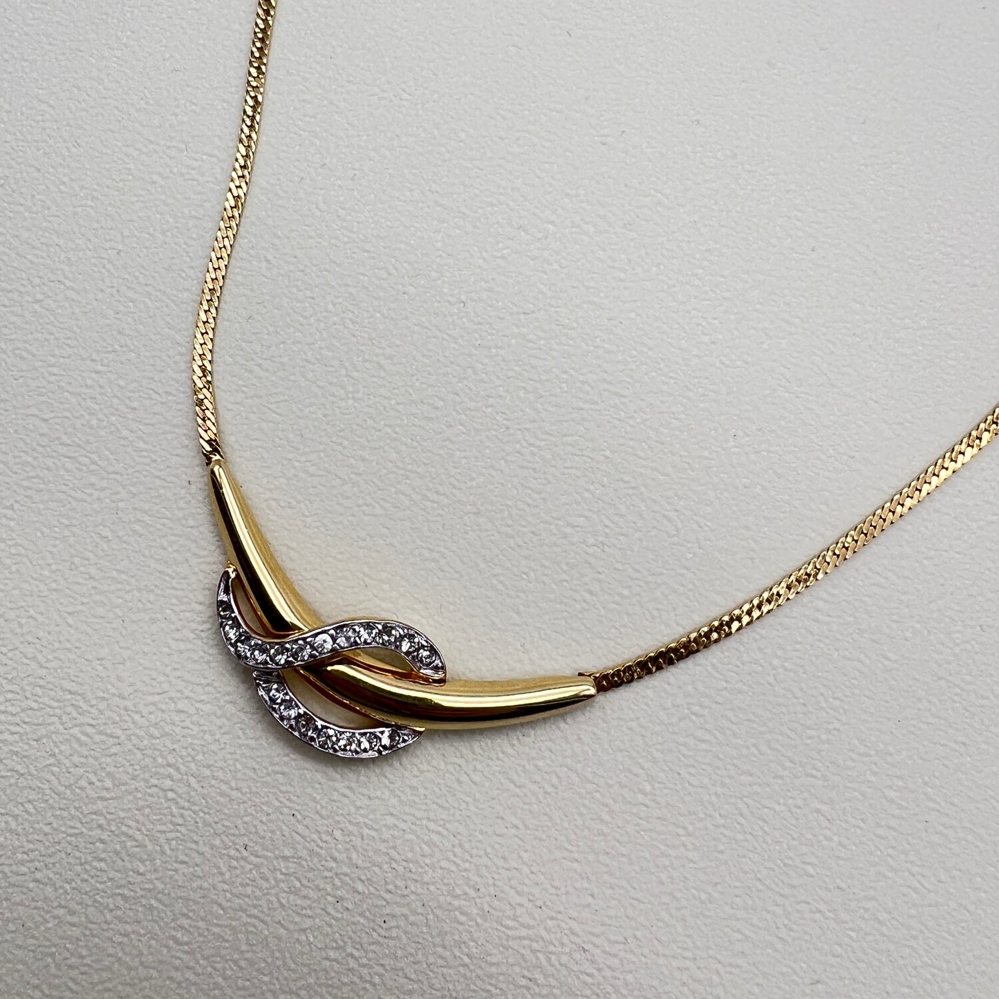 Valentino Mario Vintage Stylish Rhinestone Golden Pendant Necklace