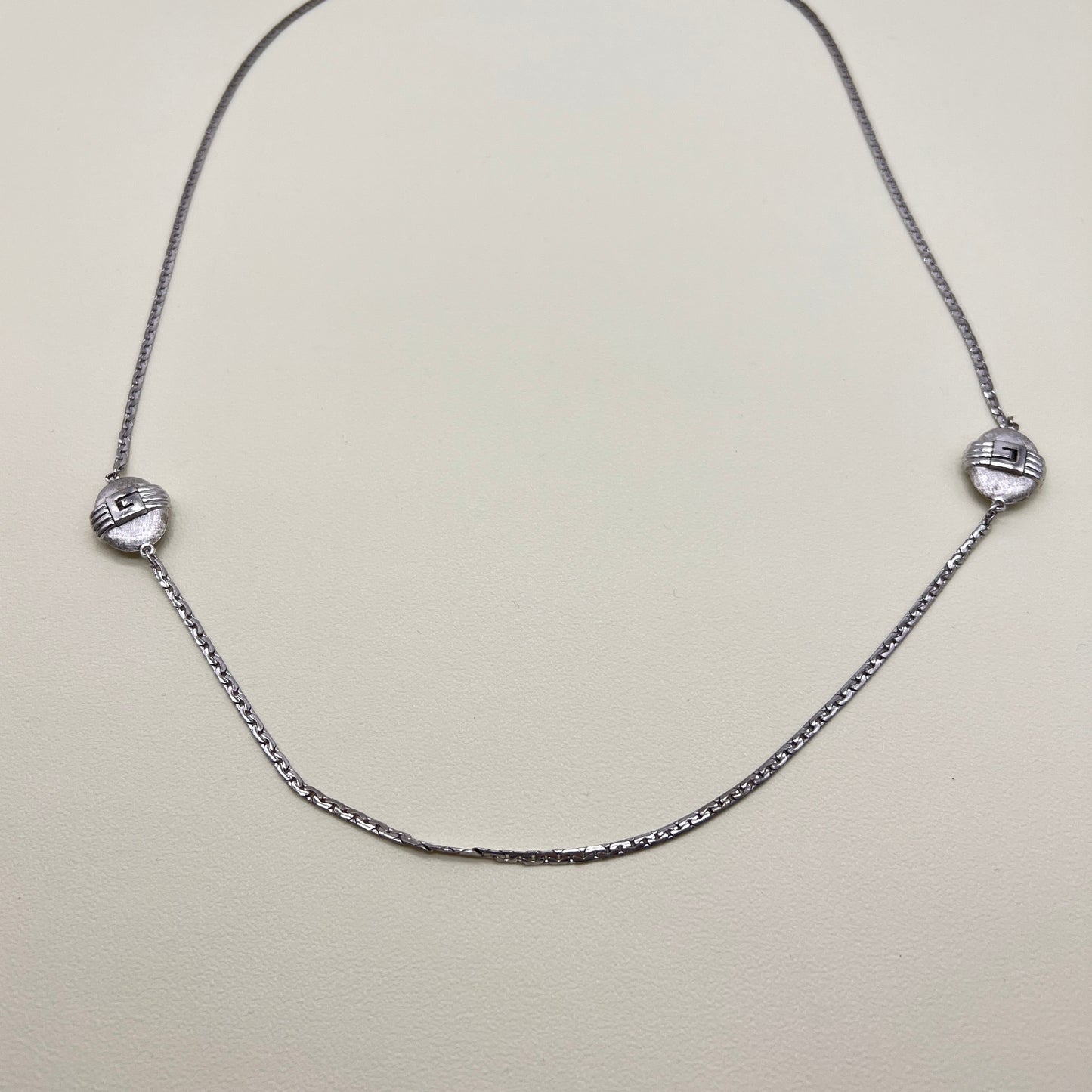 Givenchy Vintage G Logo Silver Long Necklace