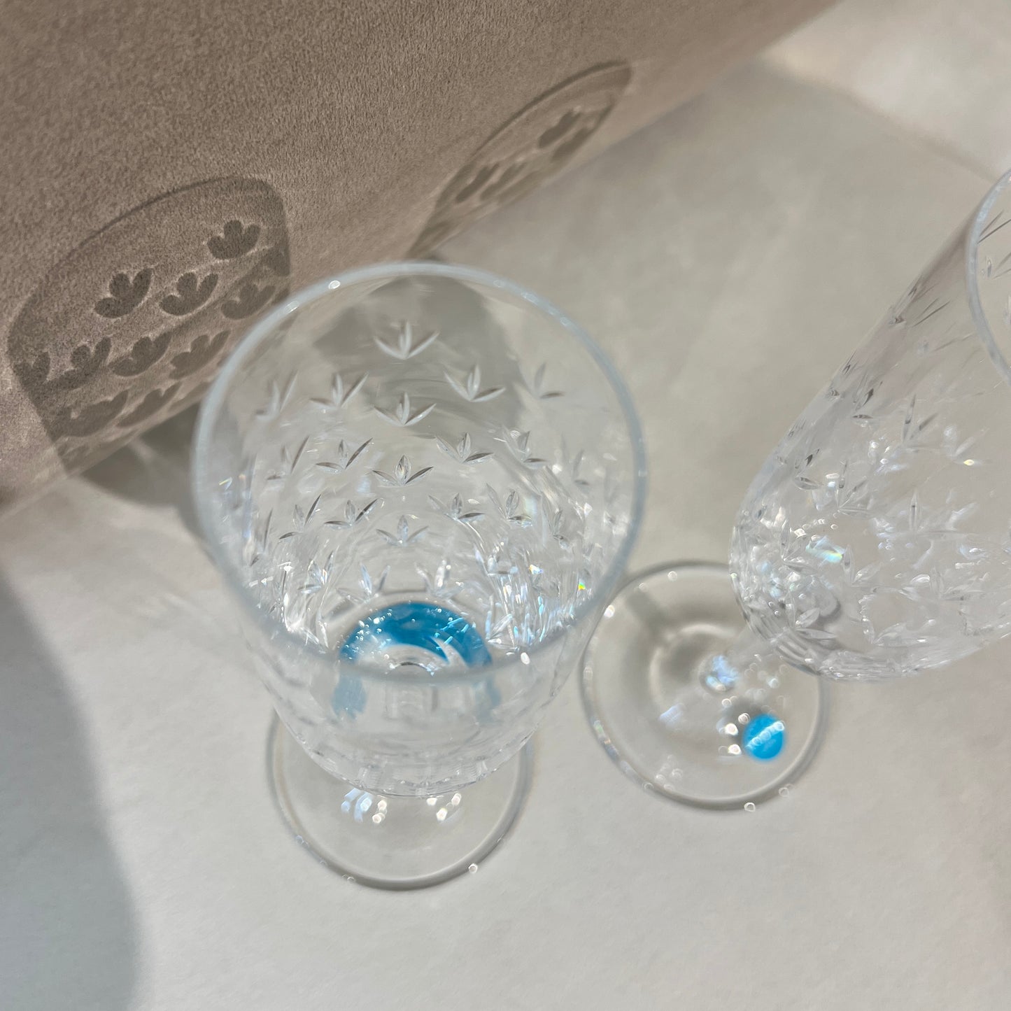 Tiffany Vintage Unused Flower Motif Flute Type Champagne Glass Set of 2
