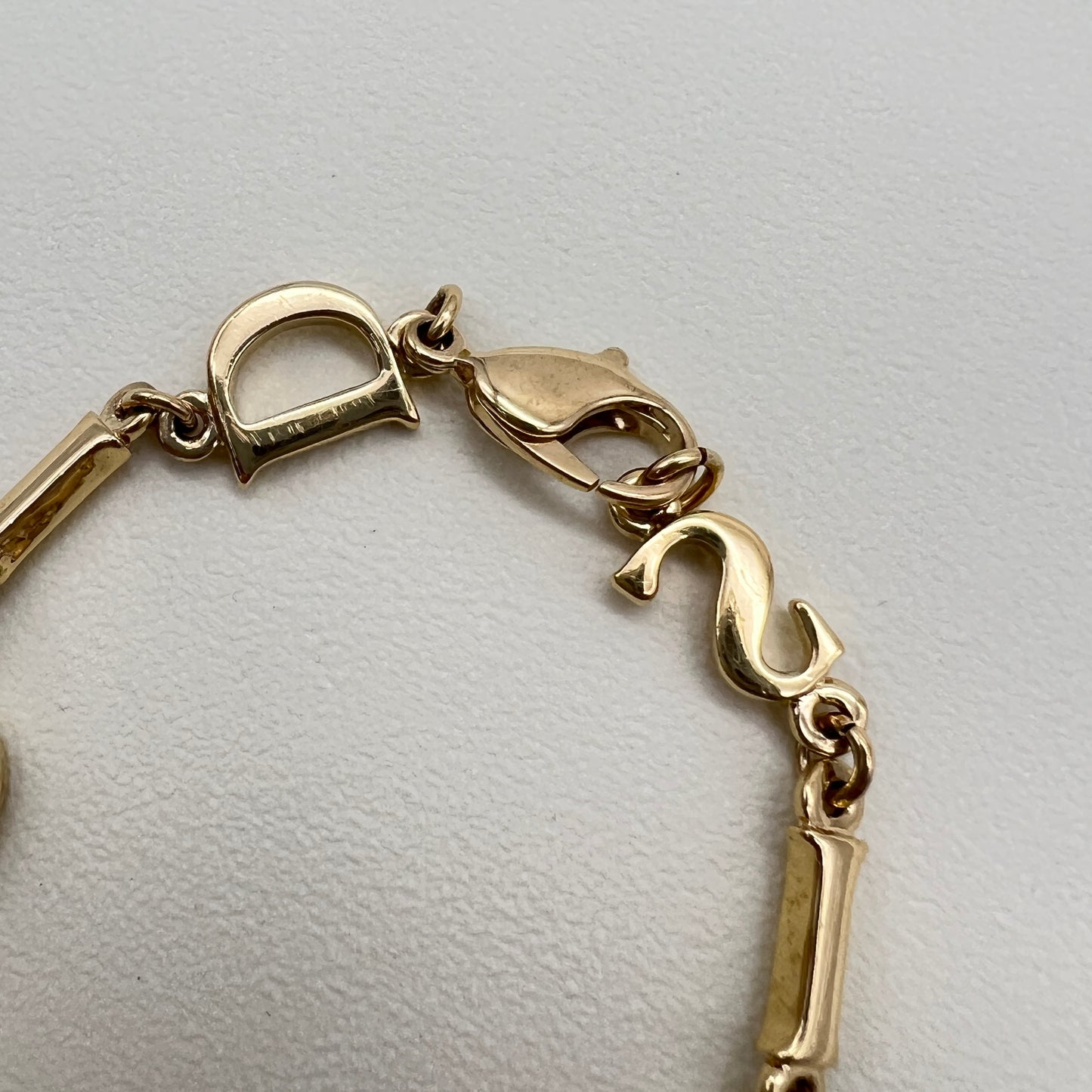 Christian Dior Vintage Dior Paris Letter Charm Golden Bracelet