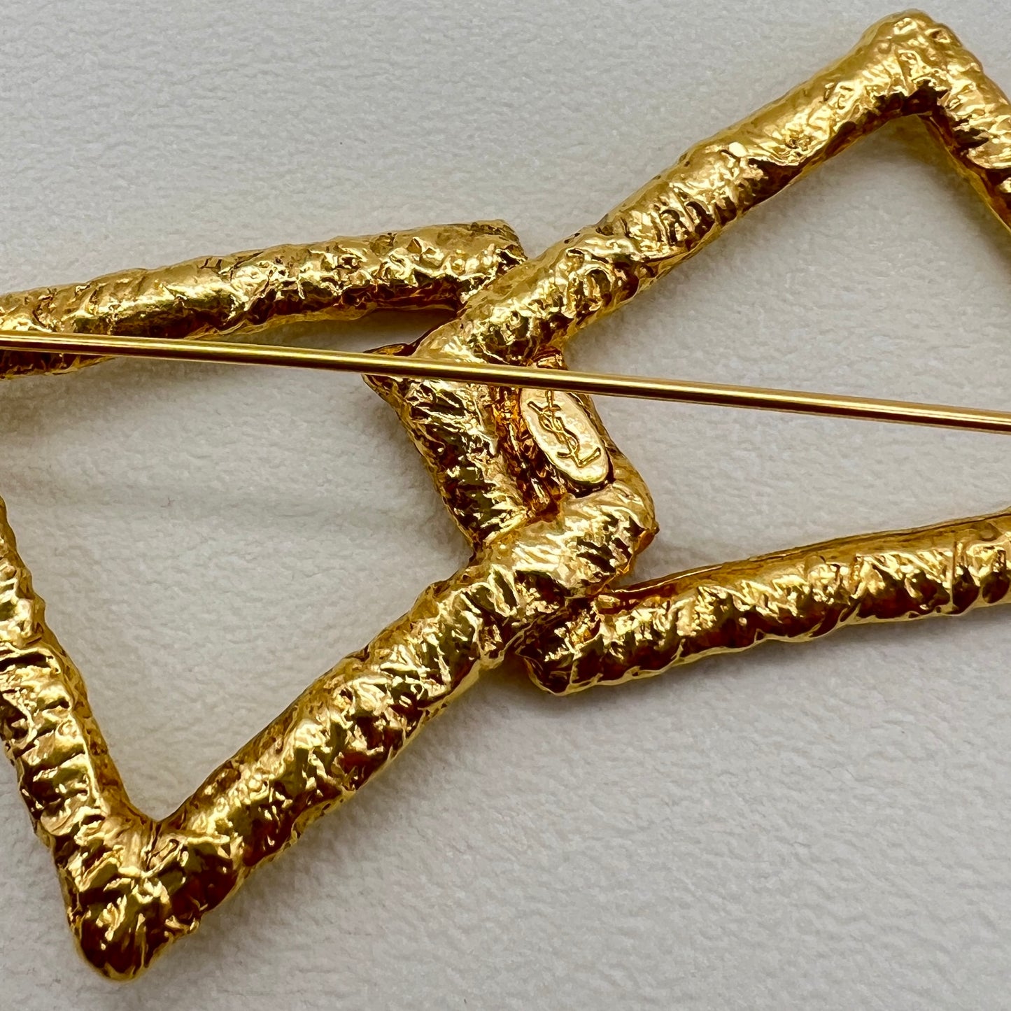 Yves Saint Laurent Vintage Double Trapezoid Golden Brooch