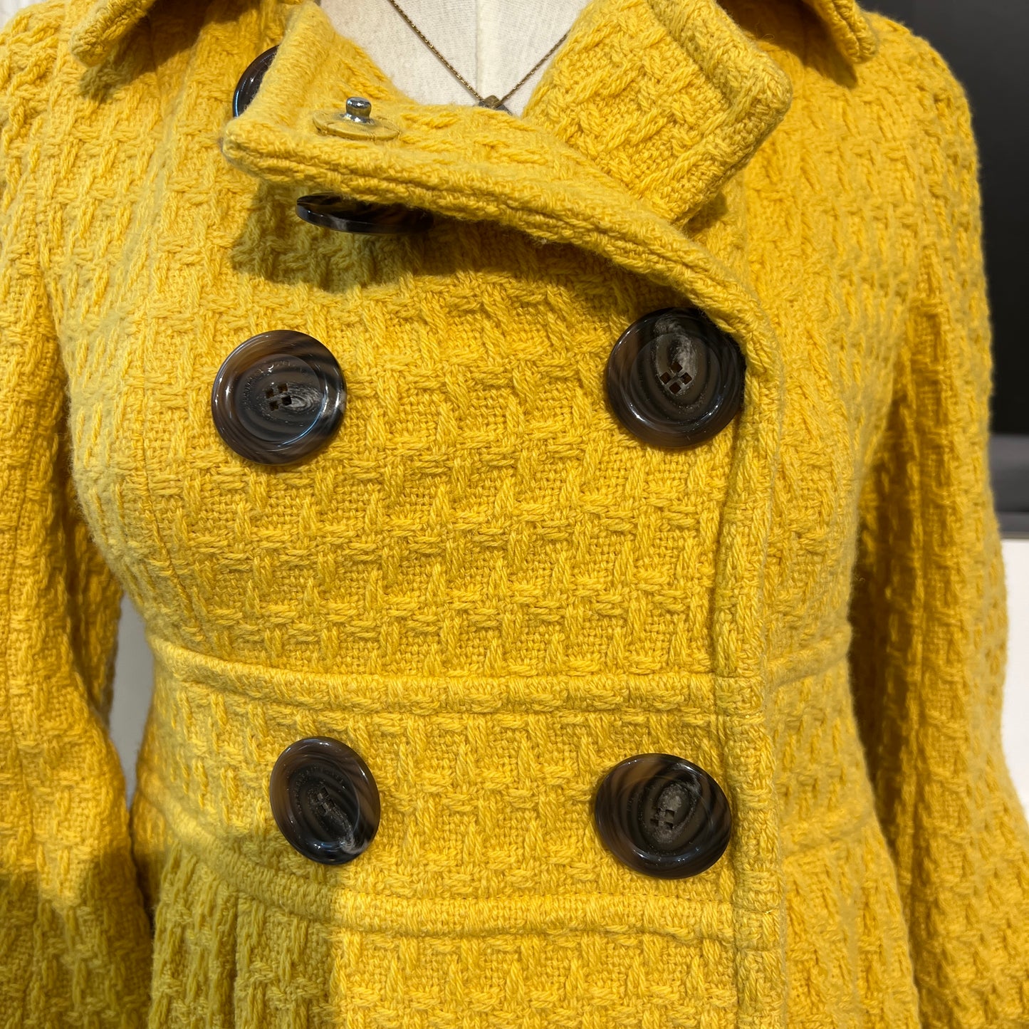 Burberry Vintage Yellow Wool Long Coat with Belt