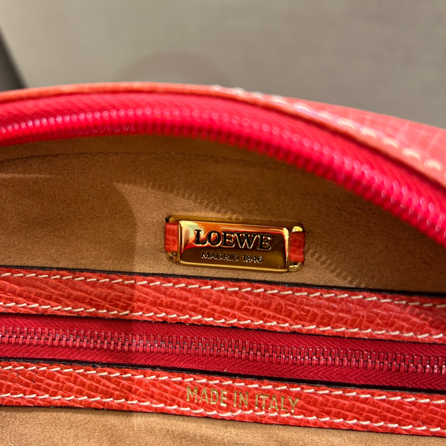 Loewe Vintage Red Leather Mini Bowling Bag