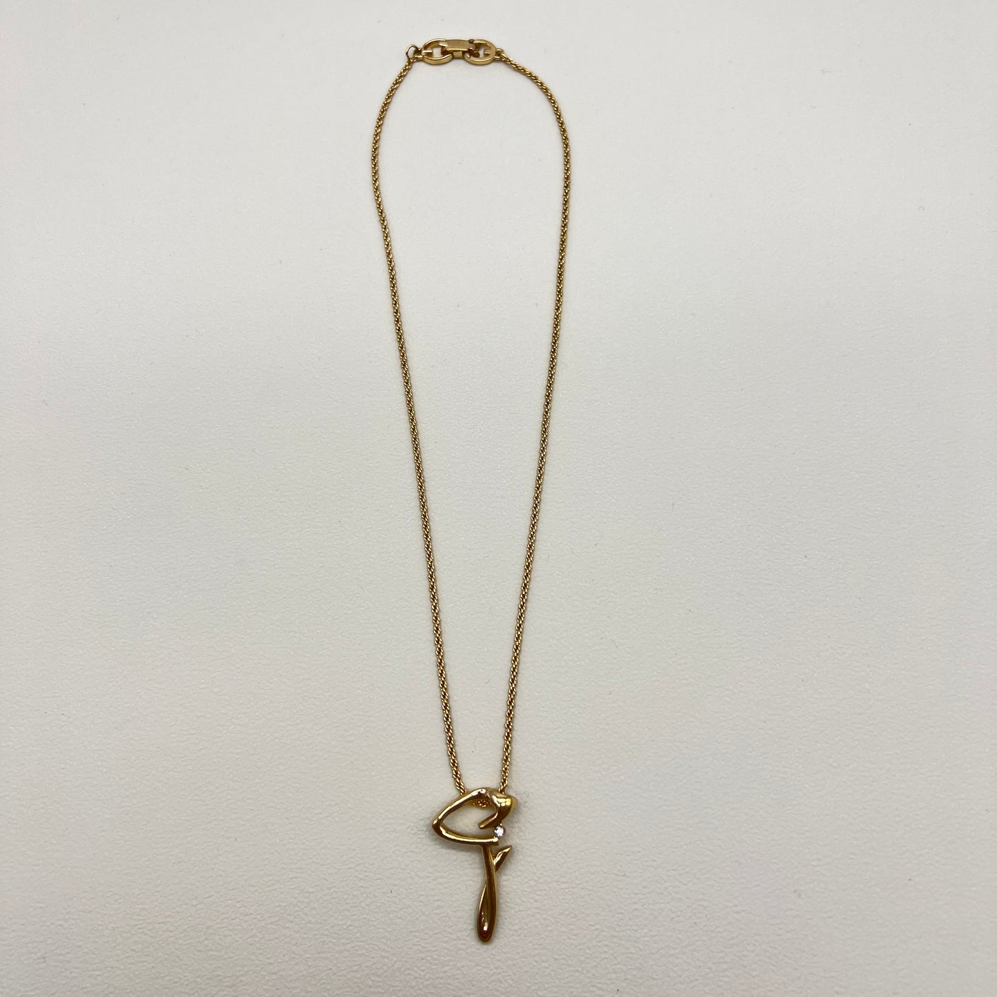 Givenchy Vintage Cursive G Logo Pendant Golden Necklace