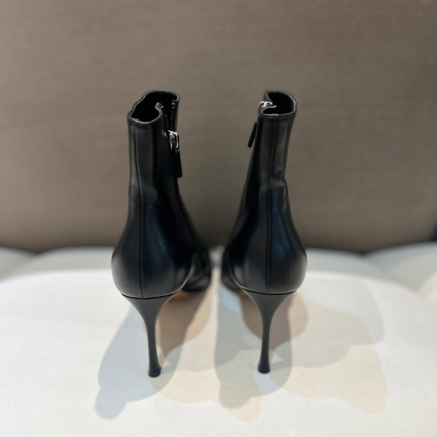 Christian Dior Vintage Black Leather 8Cm Heels Boots
