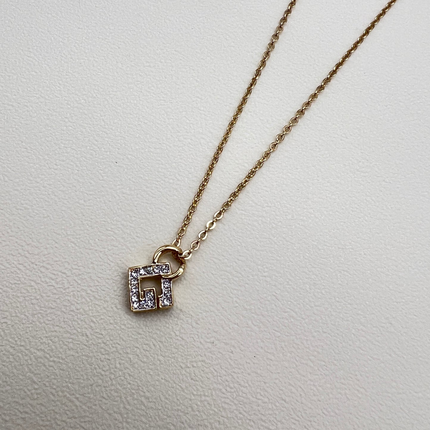 Givenchy Vintage G Logo with Rhinestone and Circle Golden Necklace