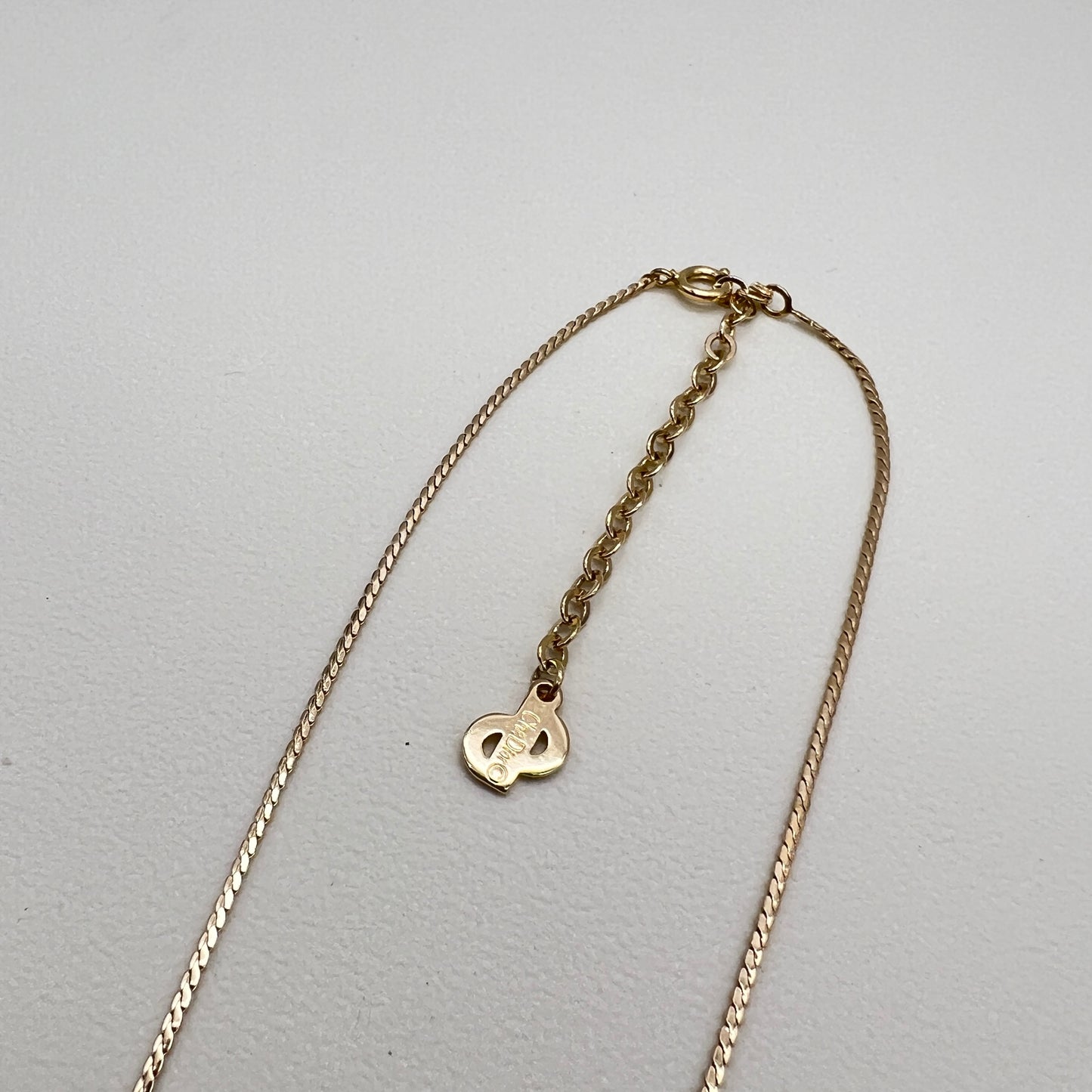 Christian Dior Vintage Oval Shape with Rhinestone Golden Necklace