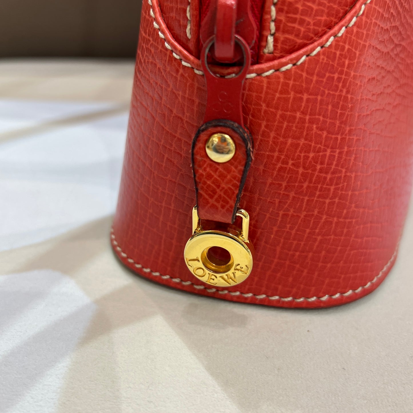 Loewe Vintage Red Leather Mini Bowling Bag